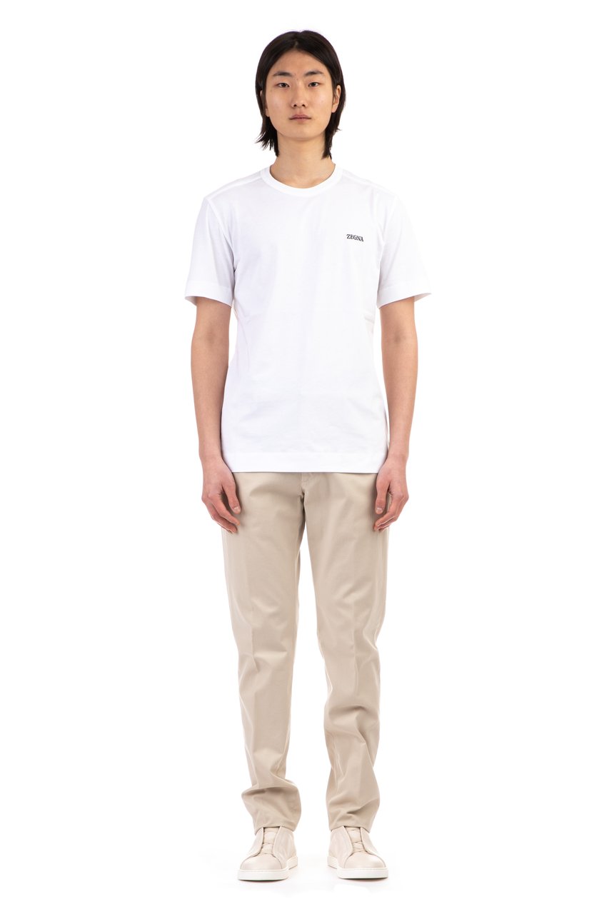 Zegna Mercerized Cotton Logo T-Shirt Neutraal