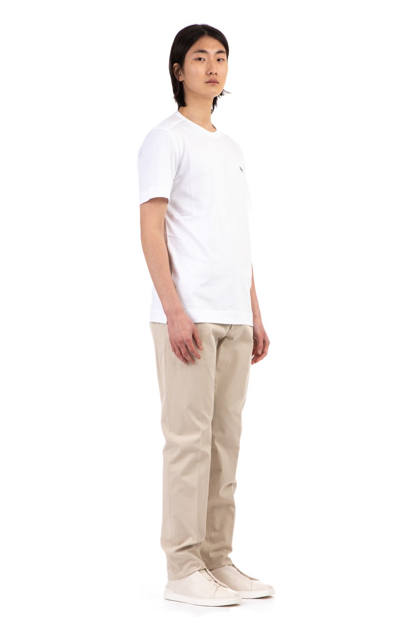 Zegna Mercerized Cotton Logo T-Shirt Neutraal