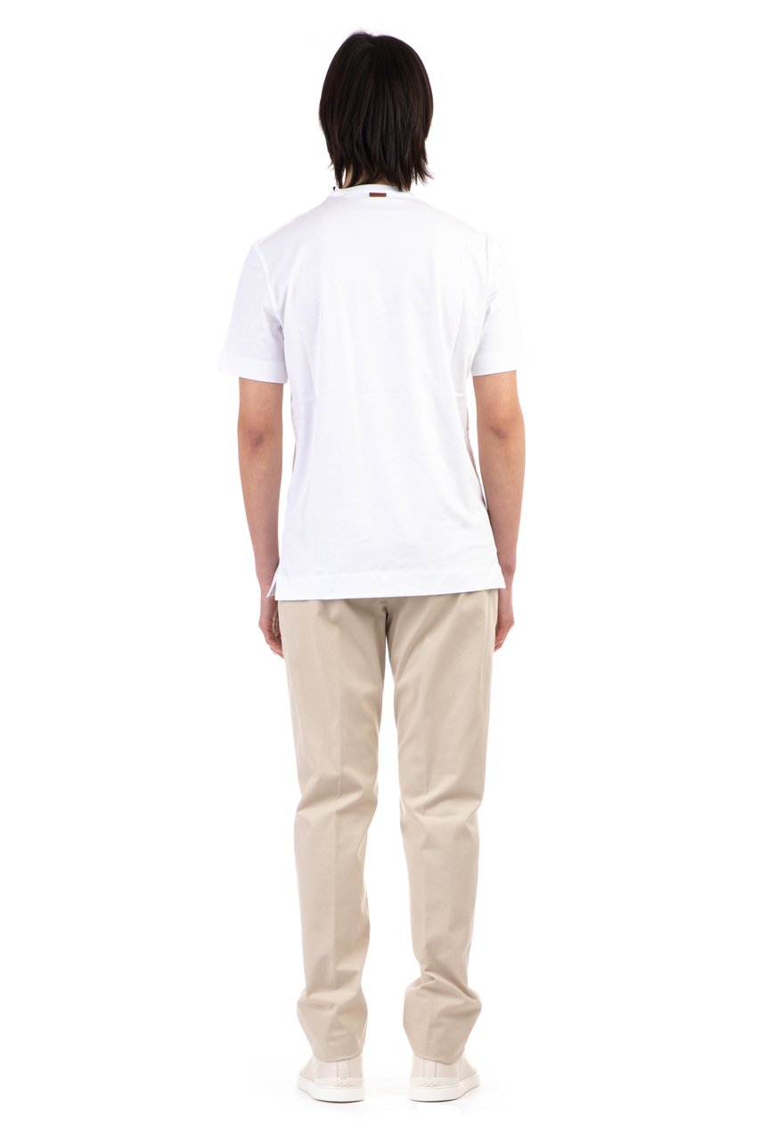 Zegna Mercerized Cotton Logo T-Shirt Neutraal