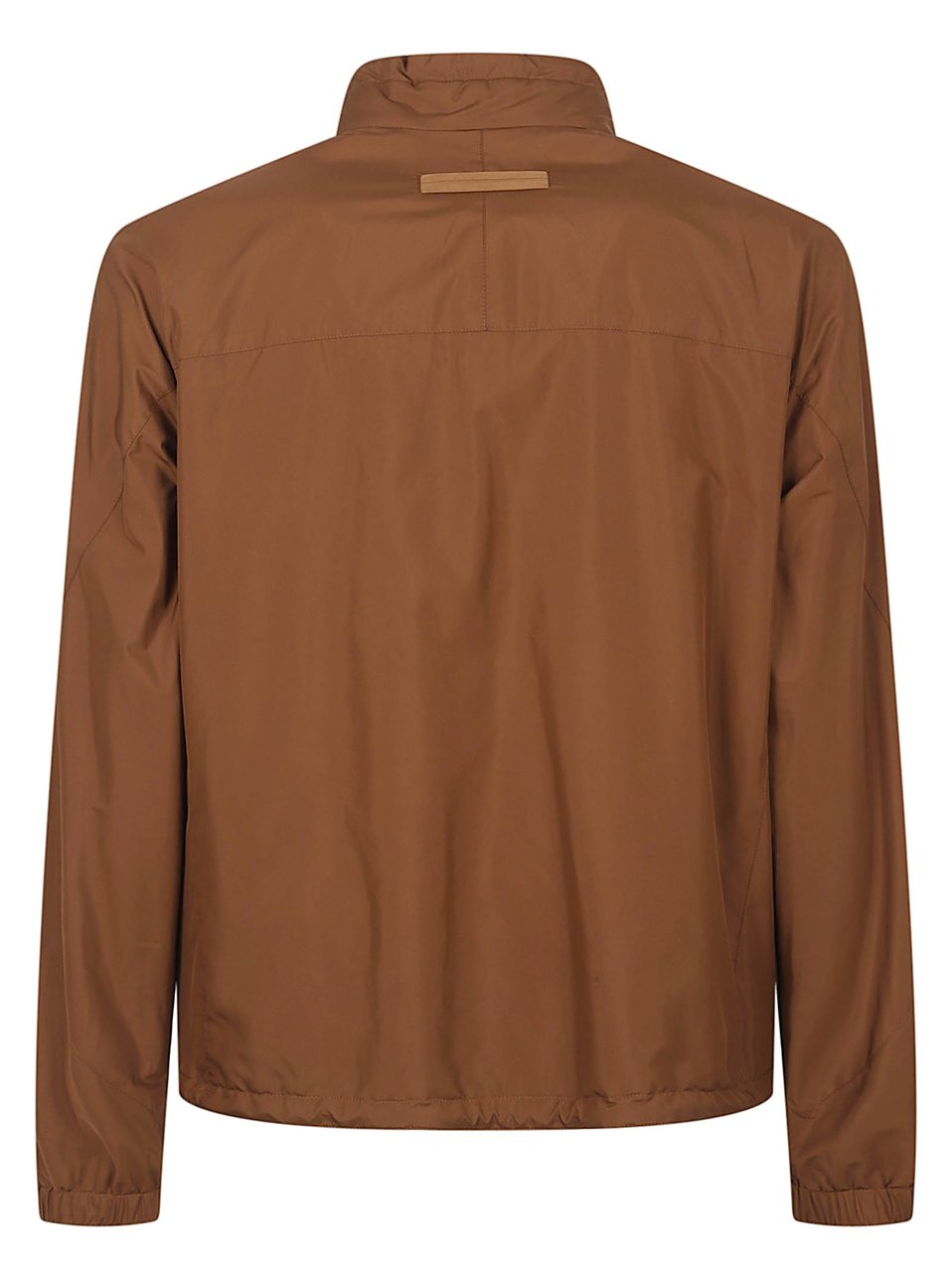Zegna Brown Zip-Front Casual Jacket with Leather Detailing Bruin