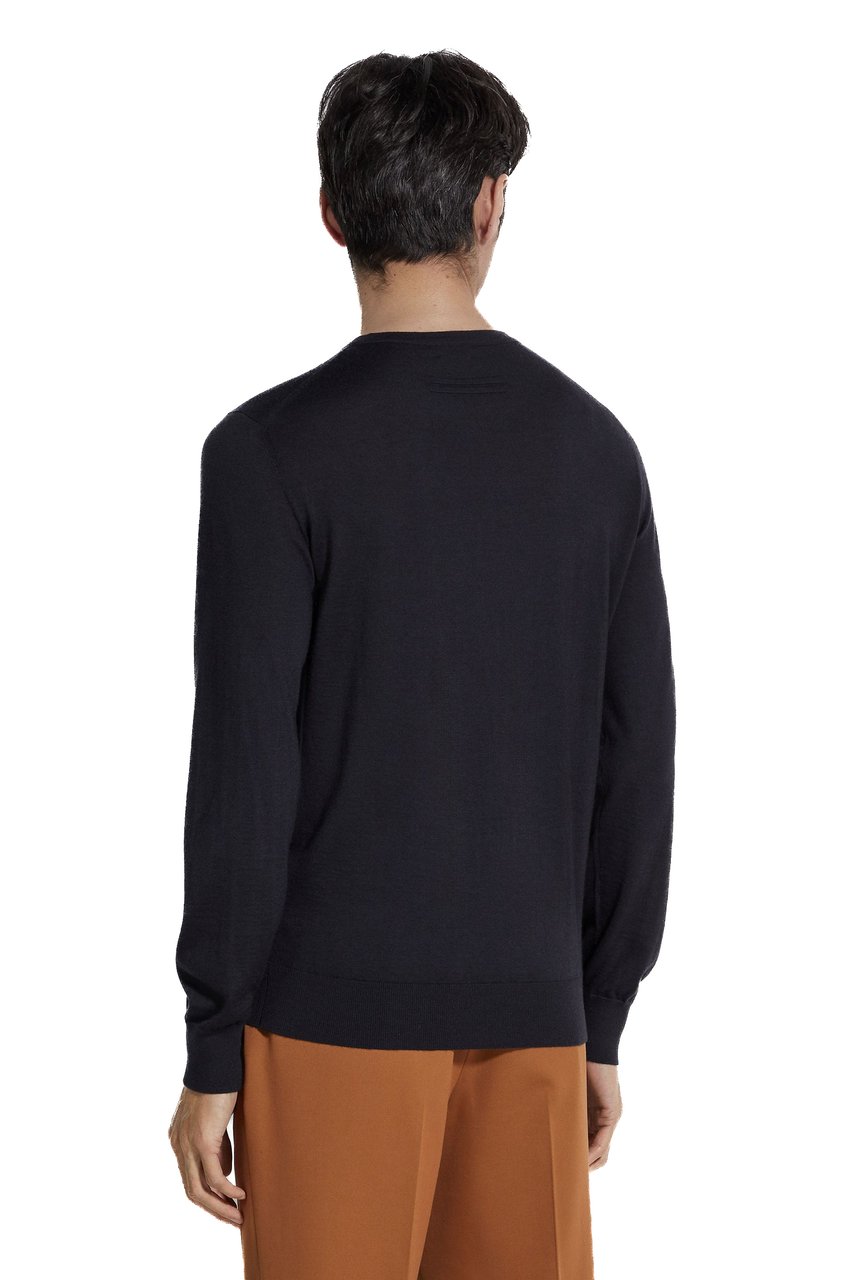 Zegna Cashseta Light Cashmere-Silk Crewneck Sweater Blauw