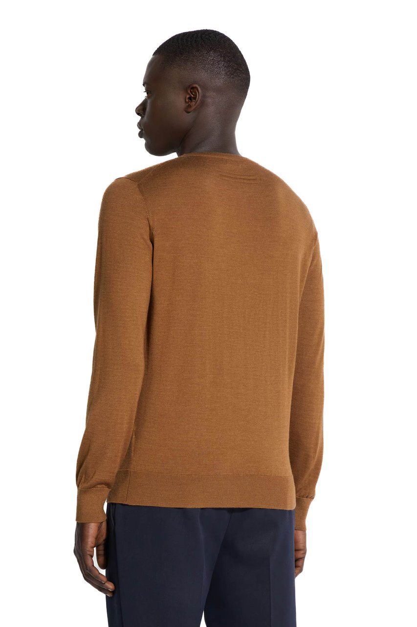 Zegna Cashseta Light Cashmere-Silk Crewneck Sweater Bruin