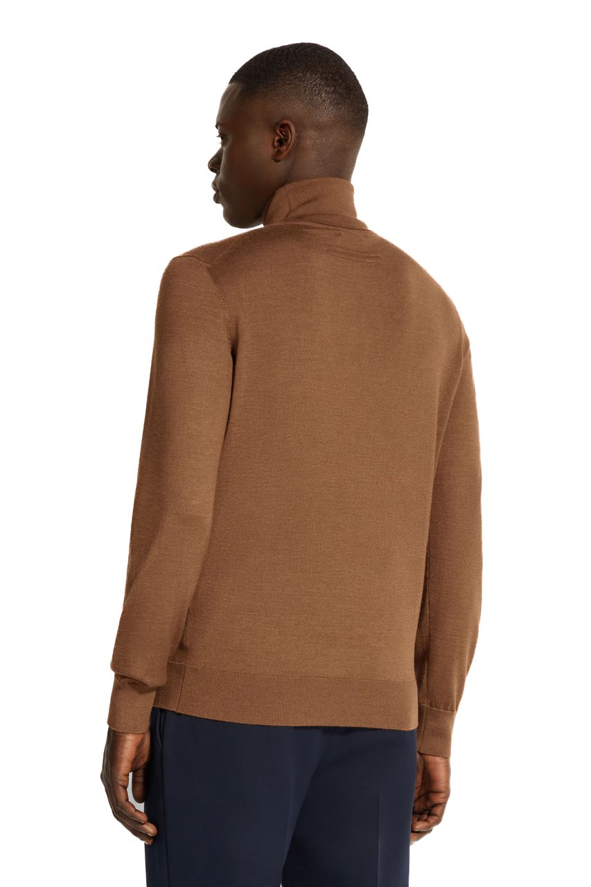 Zegna Cashseta Light Cashmere-Silk Turtleneck Sweater Bruin