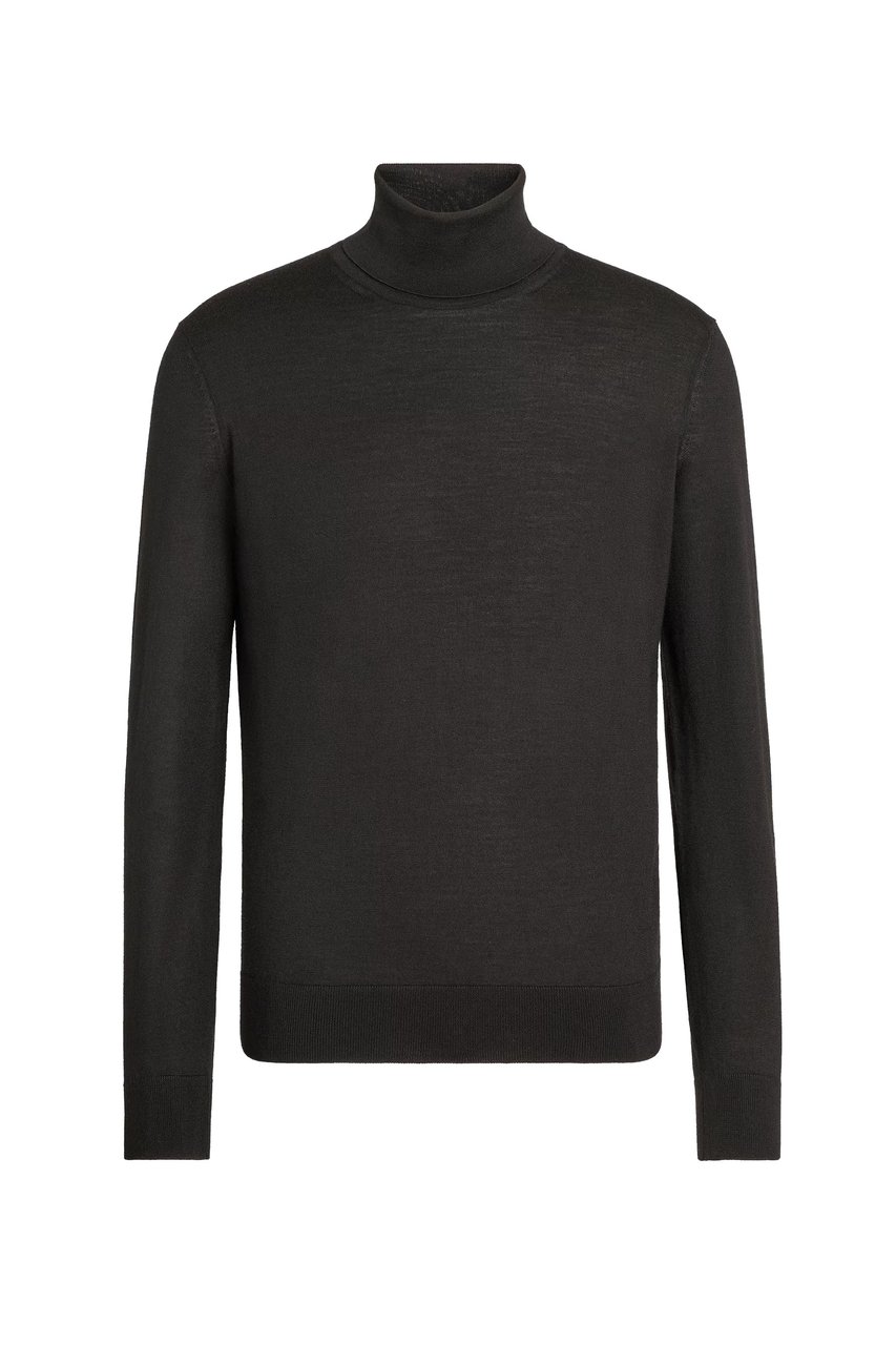 Zegna Cashseta Light Cashmere-Silk Turtleneck Sweater Zwart