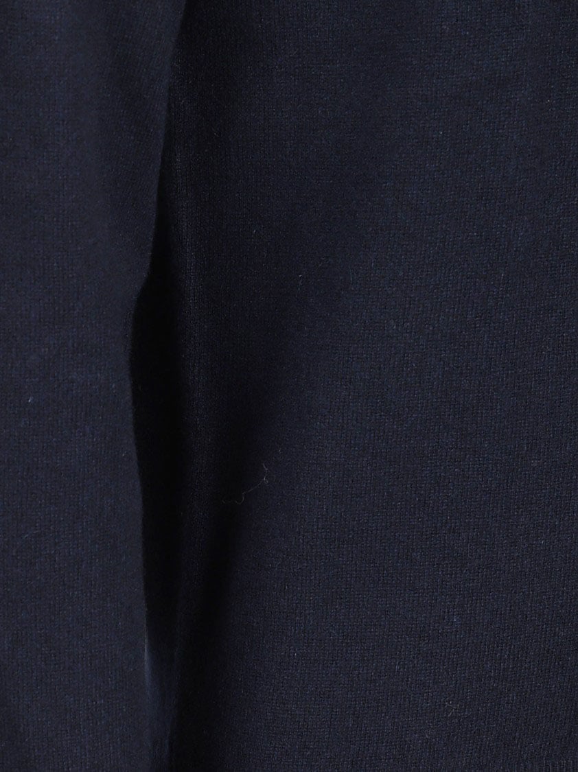 Zegna Crew Neck Cashmere Sweater With Ribbed Cuffs Zwart