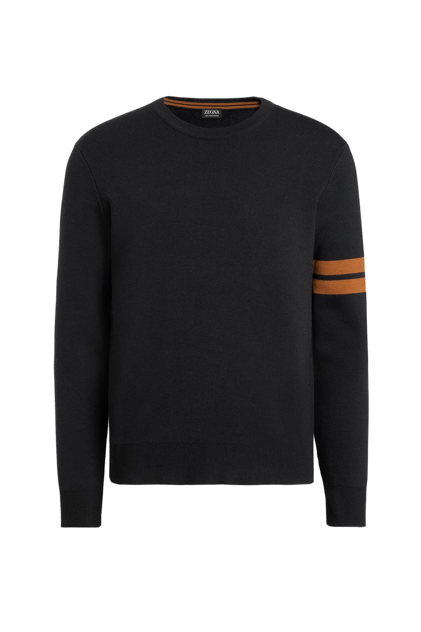 Zegna High Performance Wool Crewneck Sweater Zwart