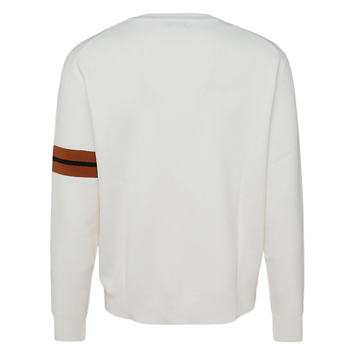 Zegna Minimalist White Sweater With Contrasting Sleeve Stripes Wit