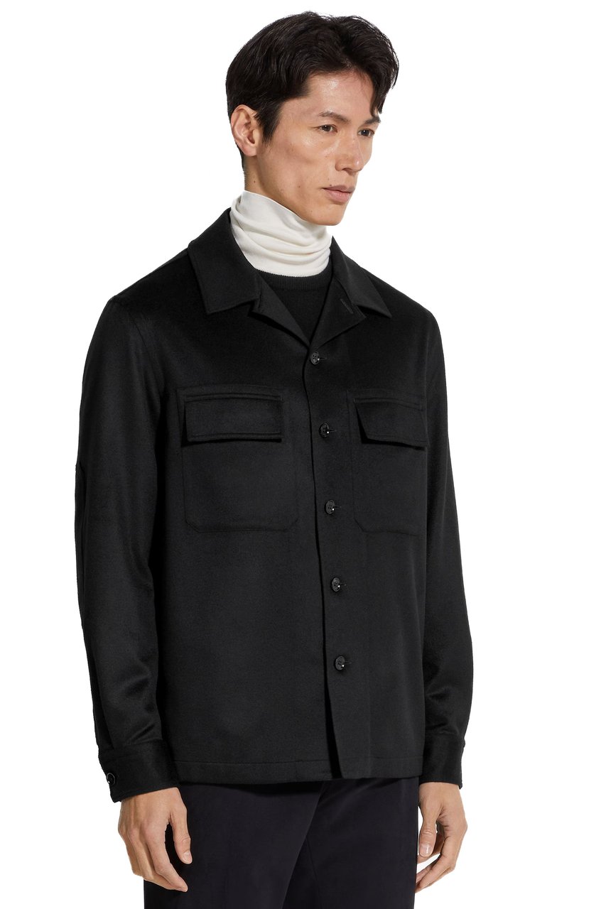 Zegna Oasi Cashmere Overshirt Jacket Zwart