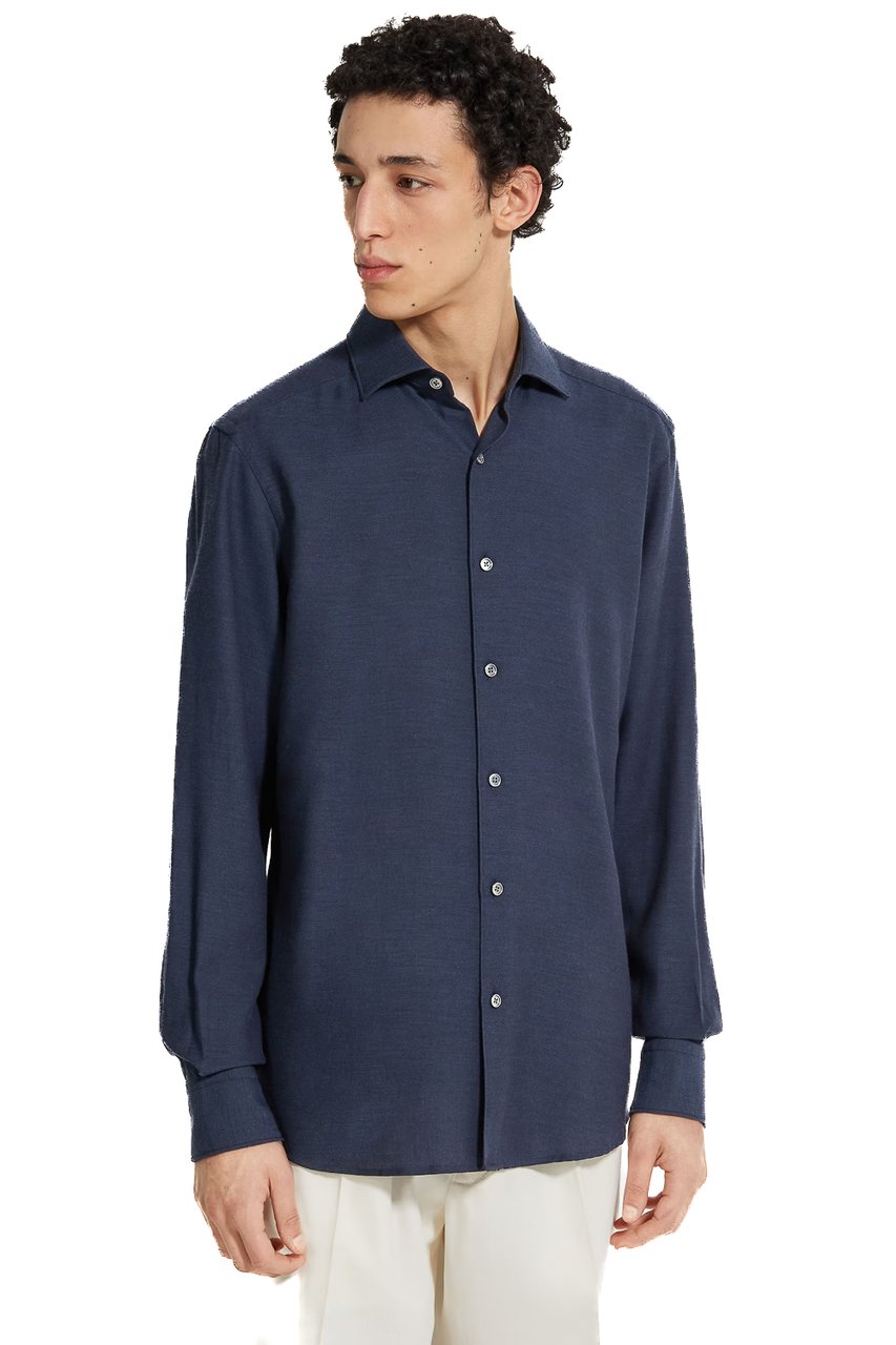 Zegna Cashco Cotton and Cashmere Shirt Grijs