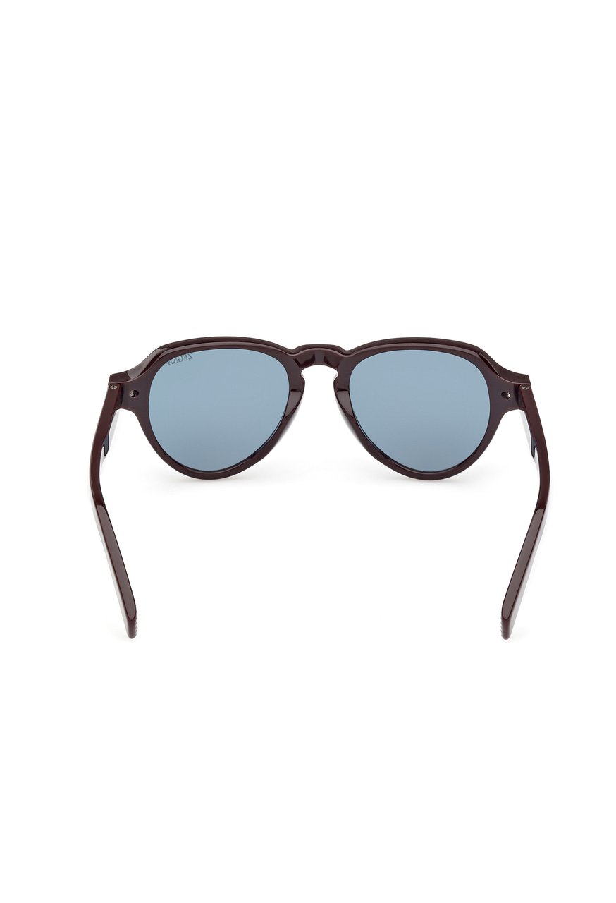 Zegna Bold Dark Brown Acetate Sunglasses with Distinctive Bevels Grijs