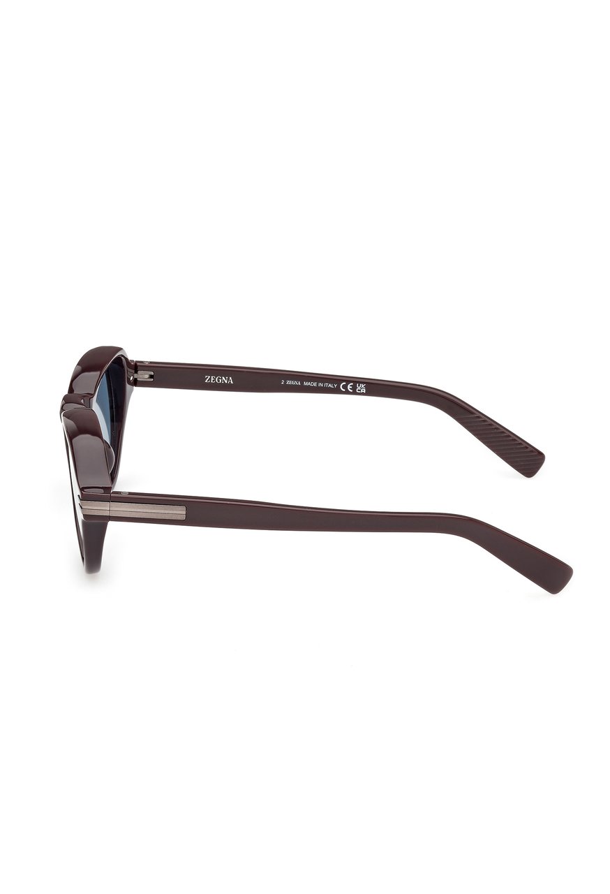 Zegna Bold Dark Brown Acetate Sunglasses with Distinctive Bevels Grijs