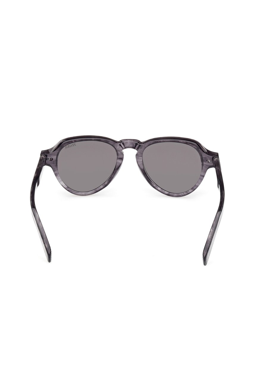 Zegna Dark Brown Acetate Sunglasses with Geometric Design Paars