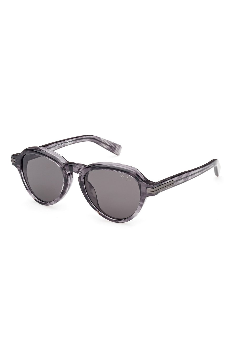 Zegna Dark Brown Acetate Sunglasses with Geometric Design Paars
