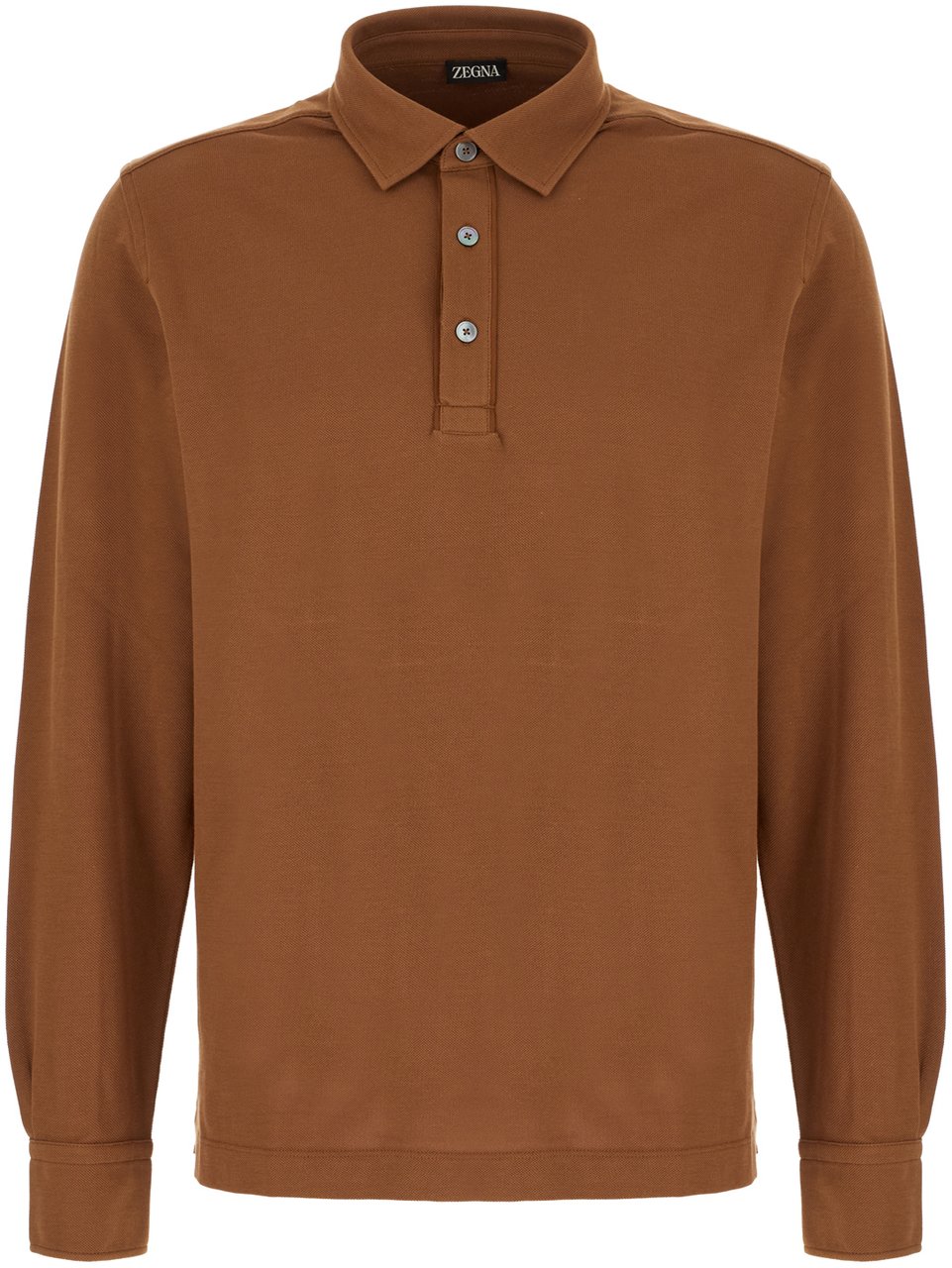 Zegna Zegna Brown piquet polo shirt Bruin
