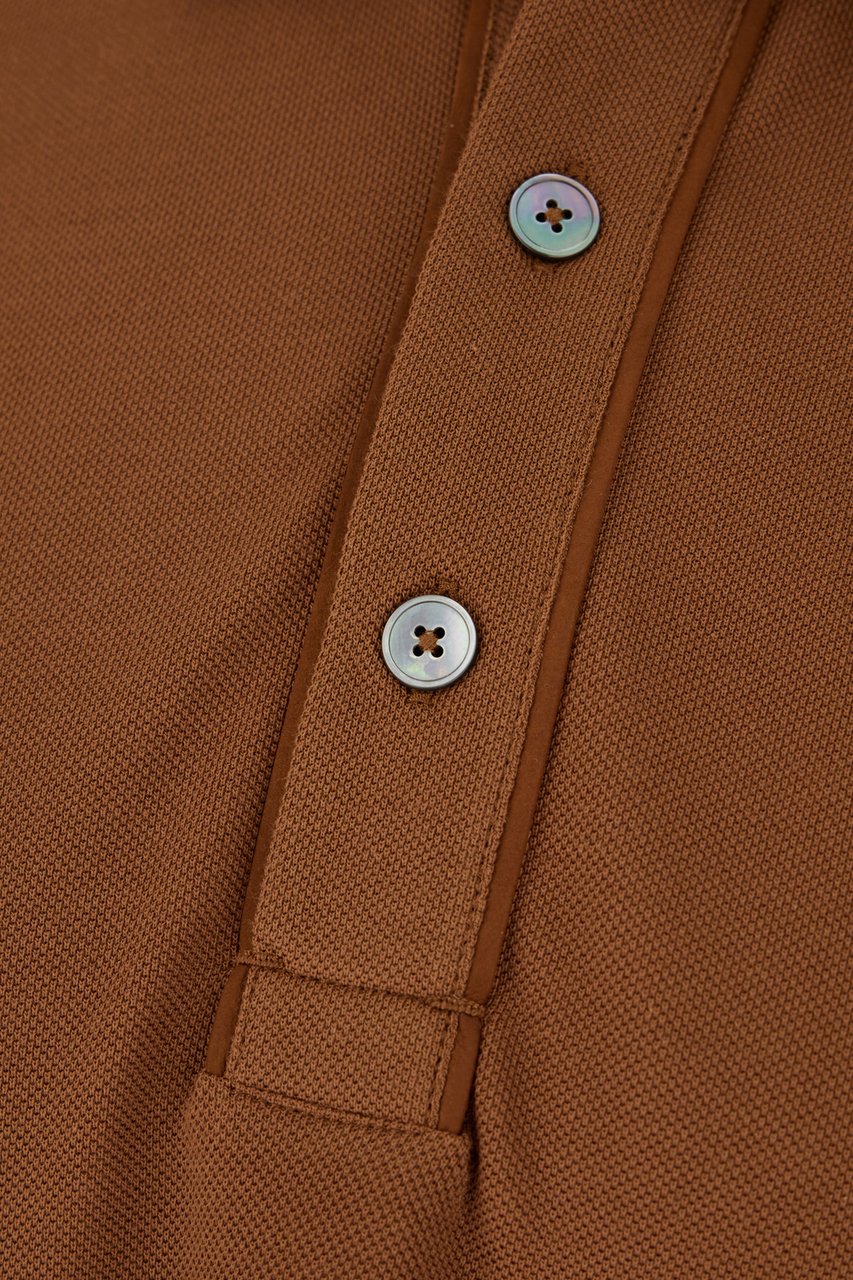 Zegna Zegna Brown piquet polo shirt Bruin