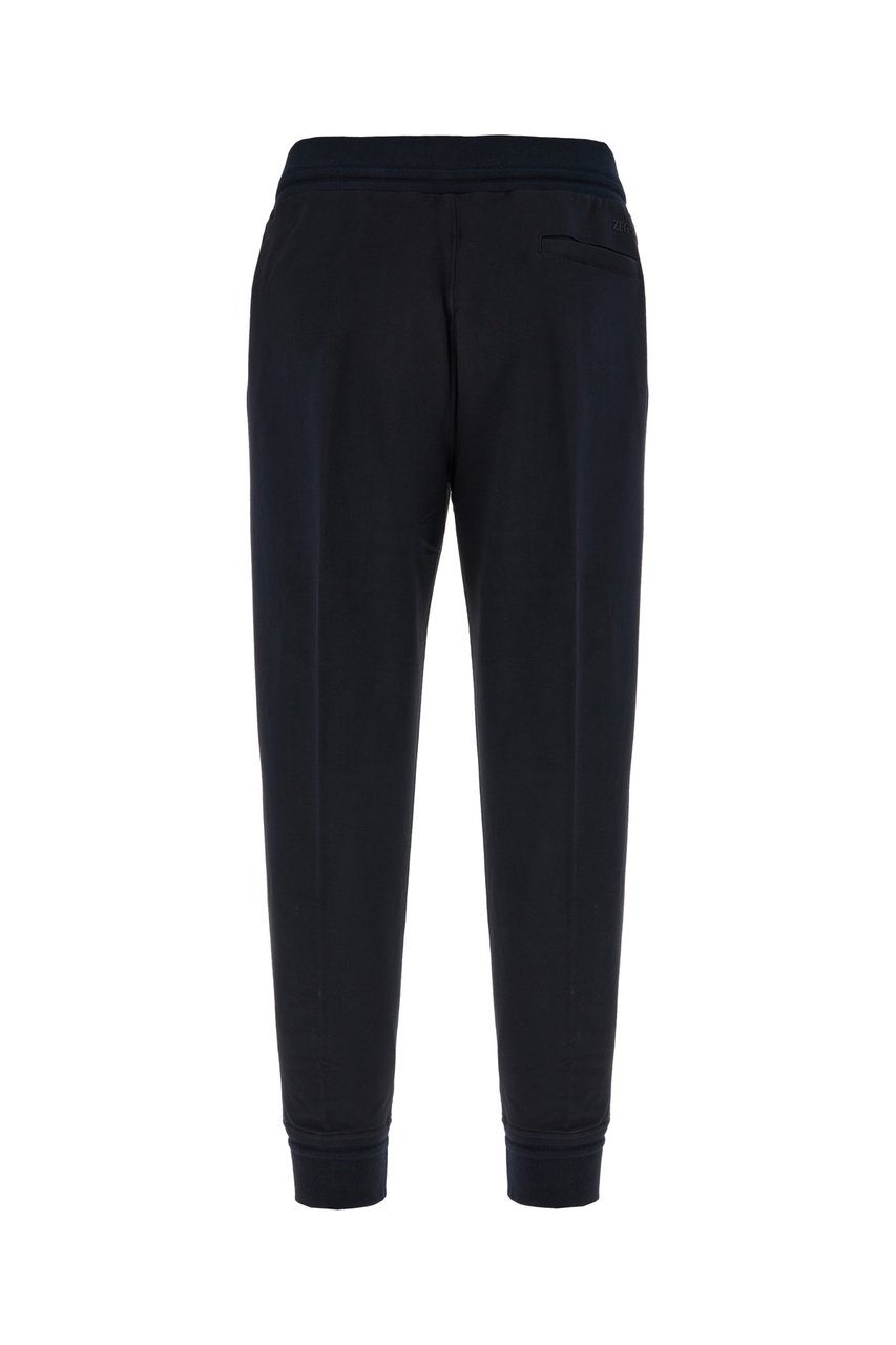 Zegna Zegna Midnight blue stretch cotton joggers Blauw