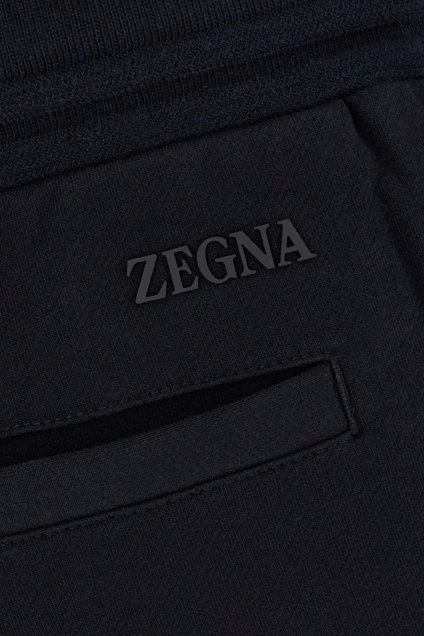Zegna Zegna Midnight blue stretch cotton joggers Blauw