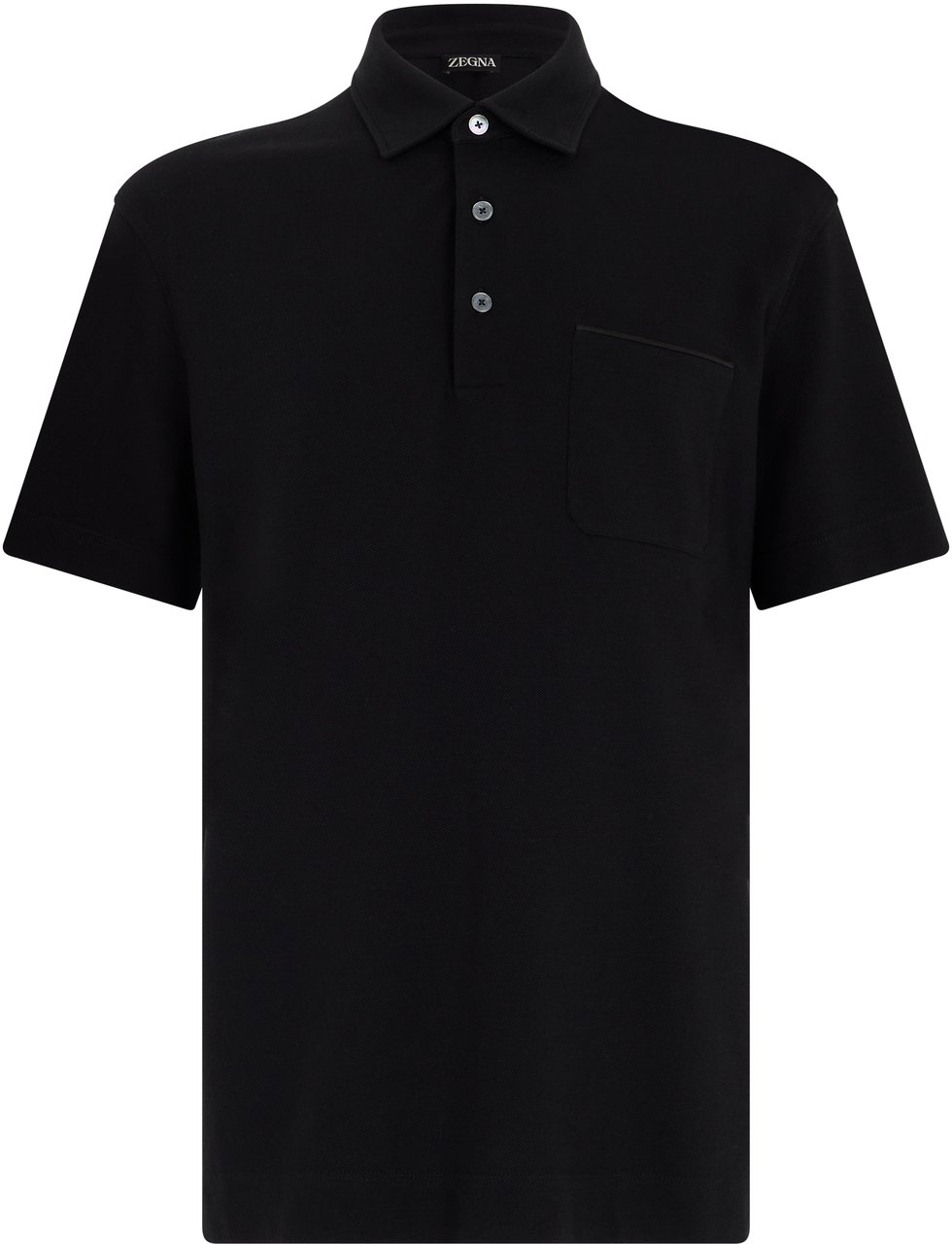 Zegna Short sleeve polo in cotton Zwart