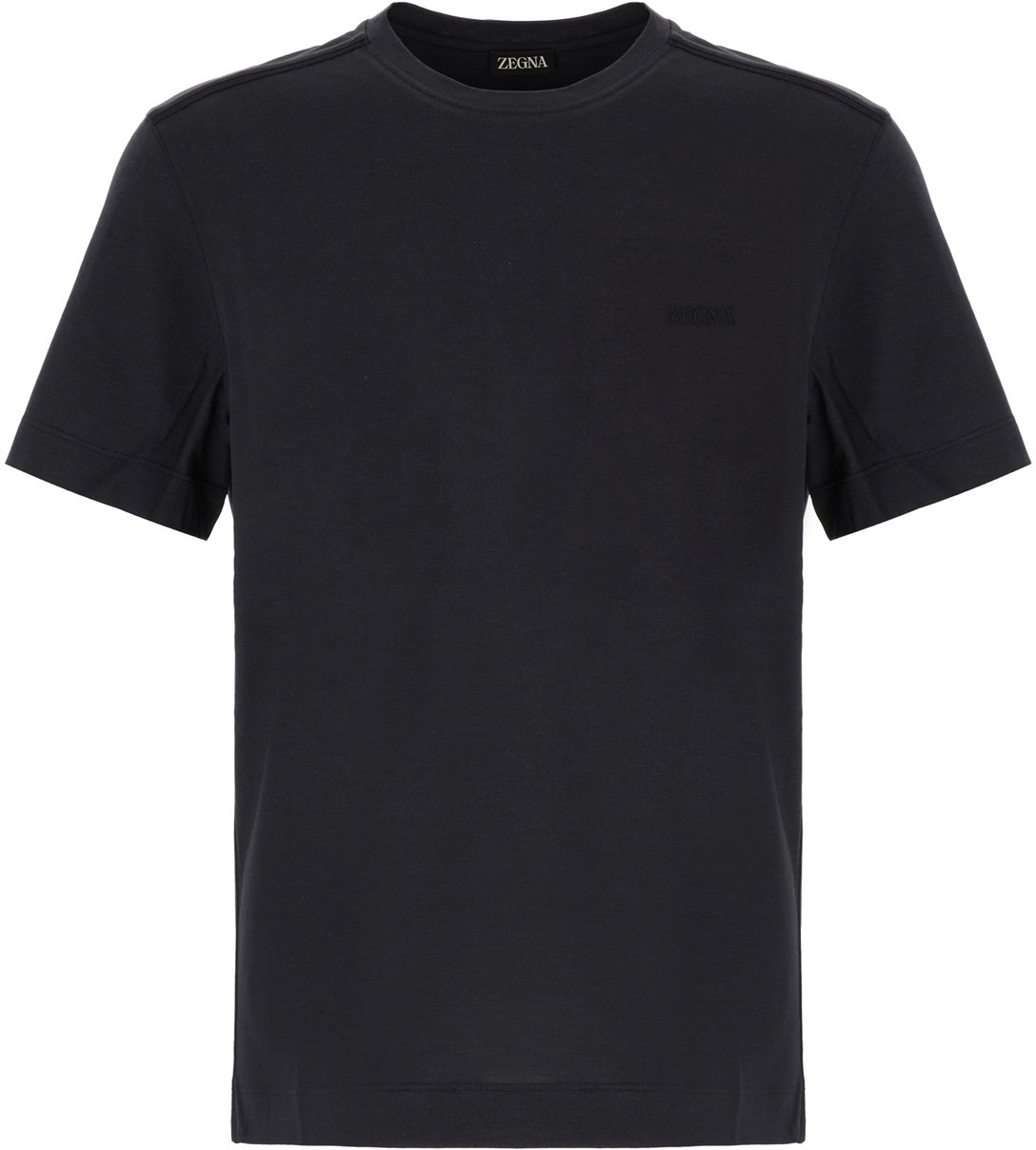 Zegna Zegna Midnight blue cotton t-shirt Blauw