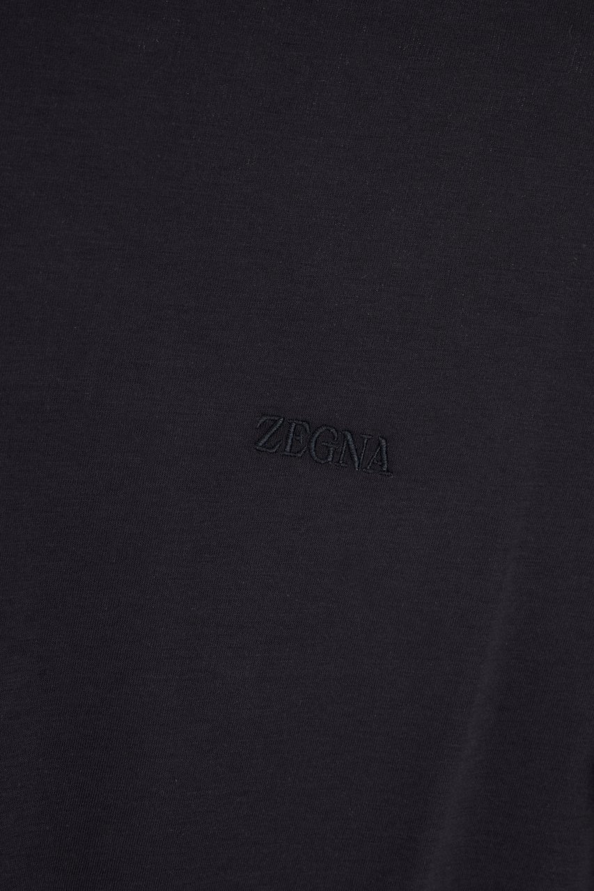 Zegna Zegna Midnight blue cotton t-shirt Blauw