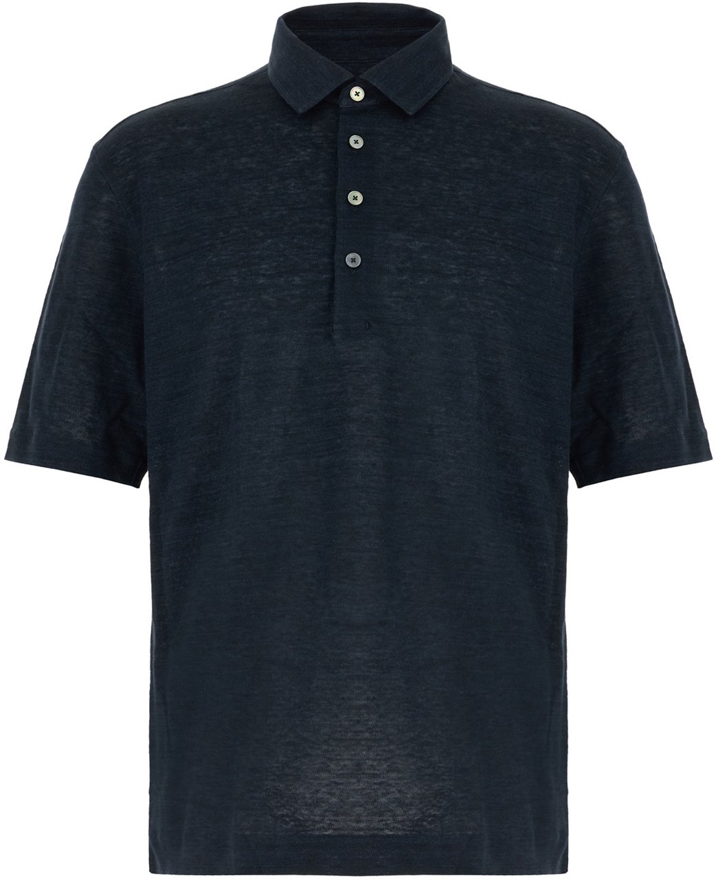 Zegna Zegna Midnight blue linen polo shirt Blauw