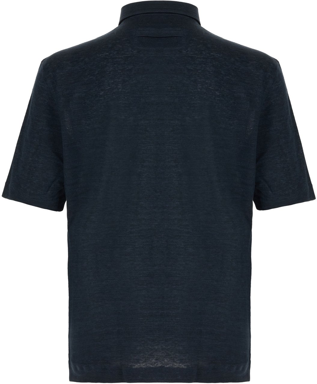 Zegna Zegna Midnight blue linen polo shirt Blauw