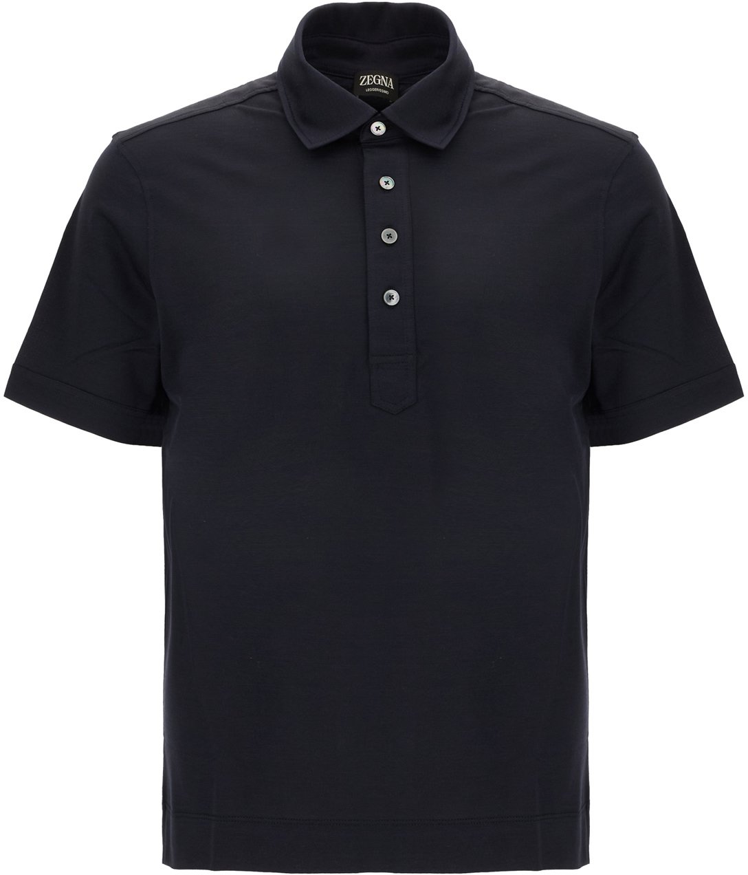 Zegna Midnight blue cotton and silk polo shirt Blauw