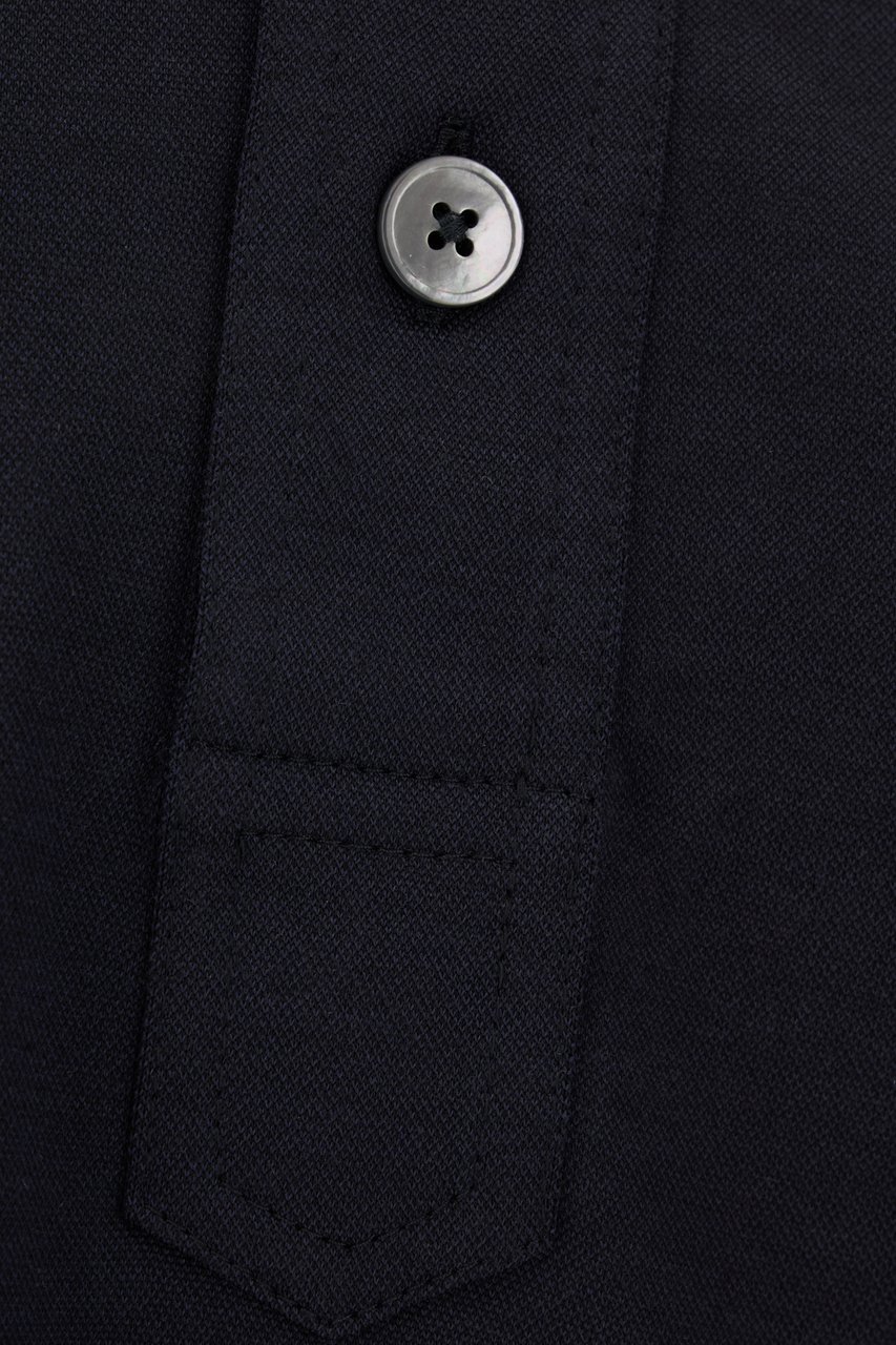 Zegna Midnight blue cotton and silk polo shirt Blauw