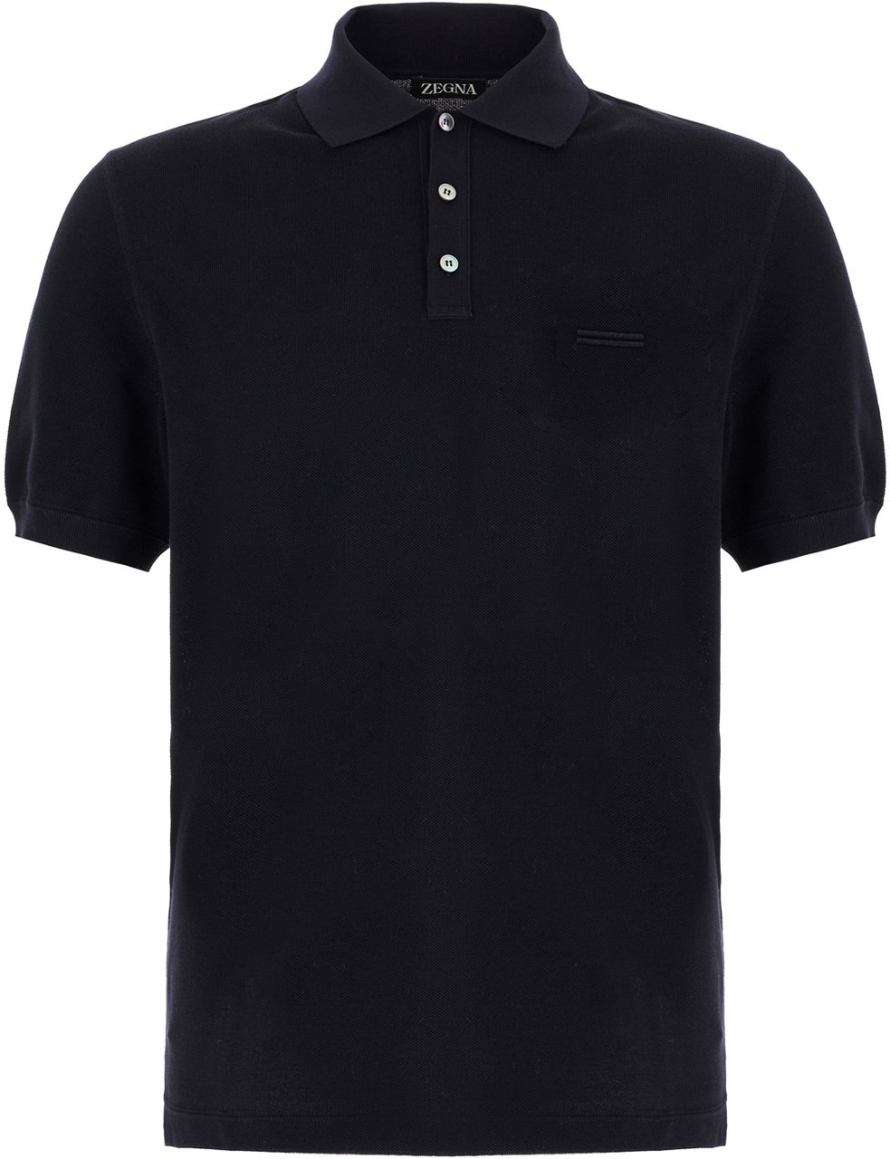 Zegna Zegna Navy blue piquet polo shirt Blauw