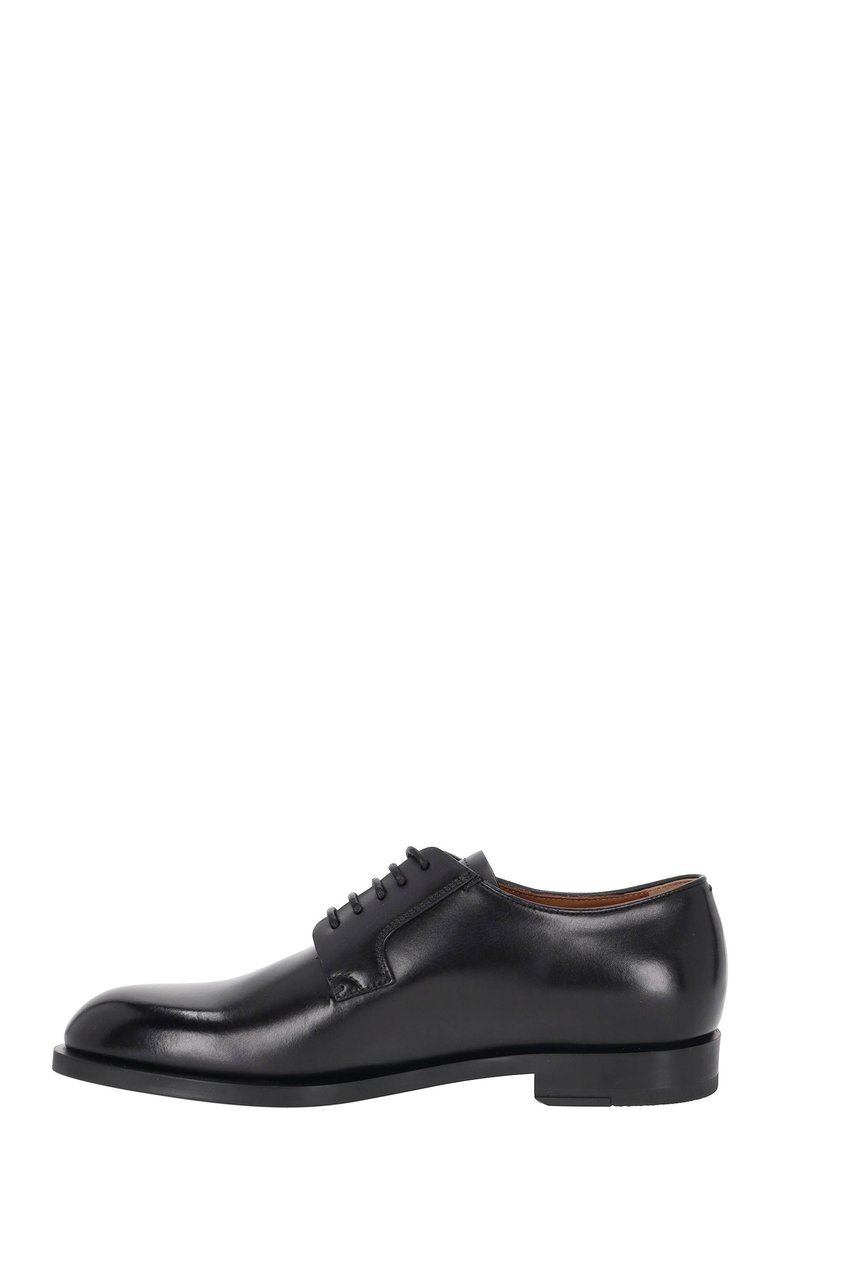 Zegna Calf Leather Derby Shoes Zwart