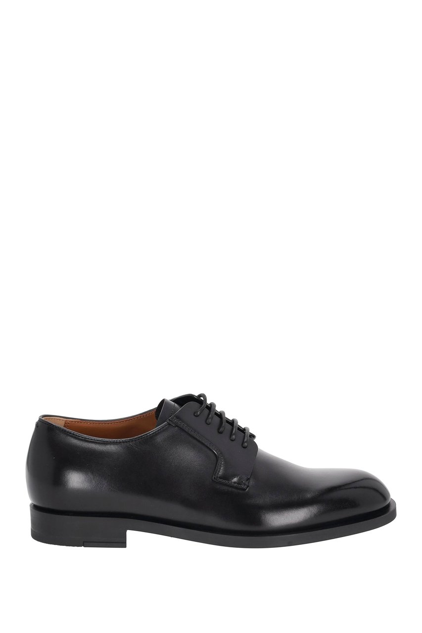 Zegna Calf Leather Derby Shoes Zwart