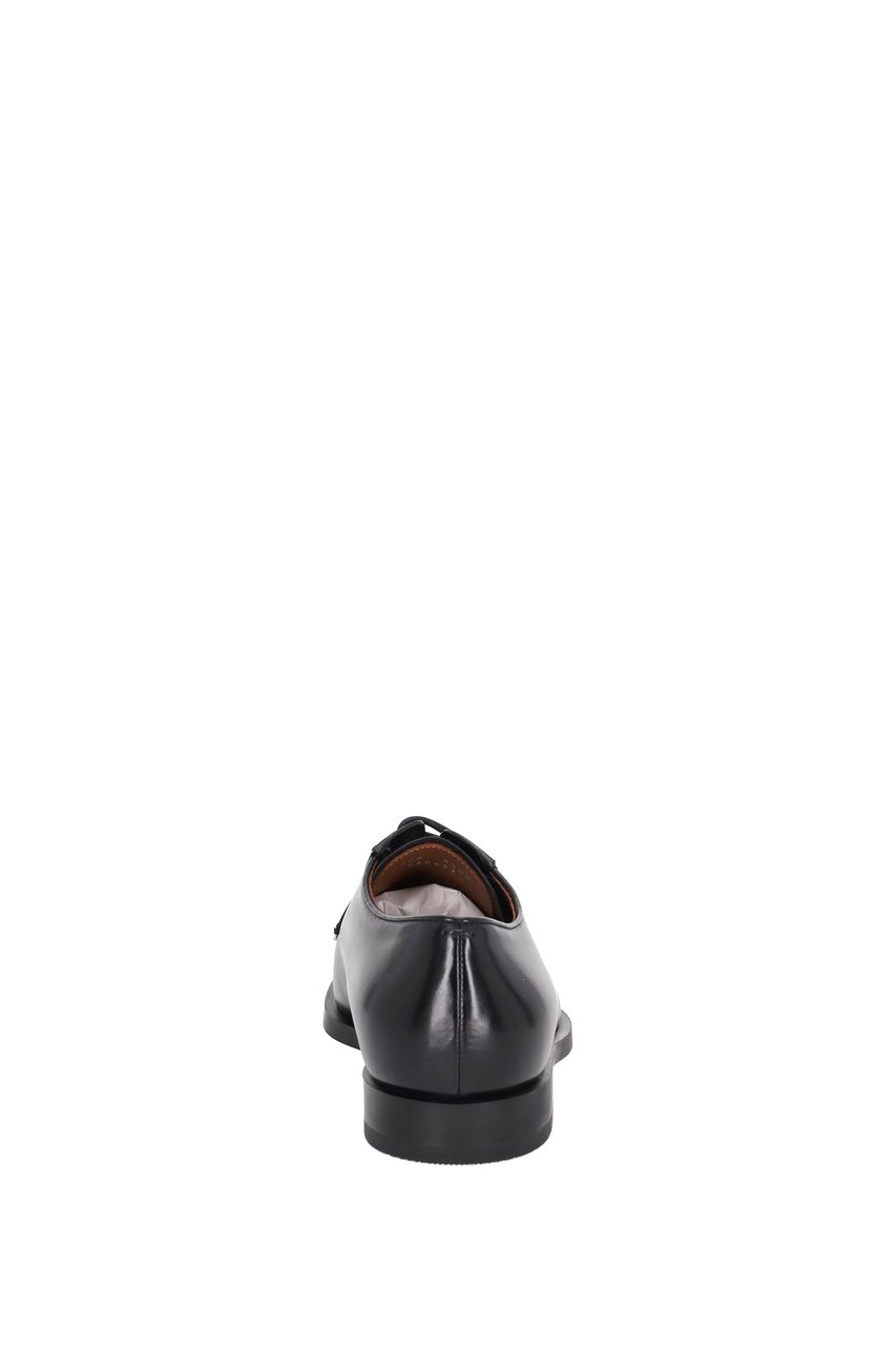 Zegna Calf Leather Derby Shoes Zwart