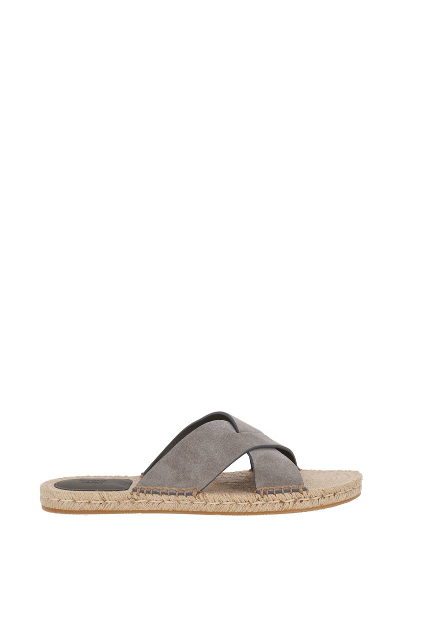 Zegna Suede Leather Smart Casual Sandals Bruin