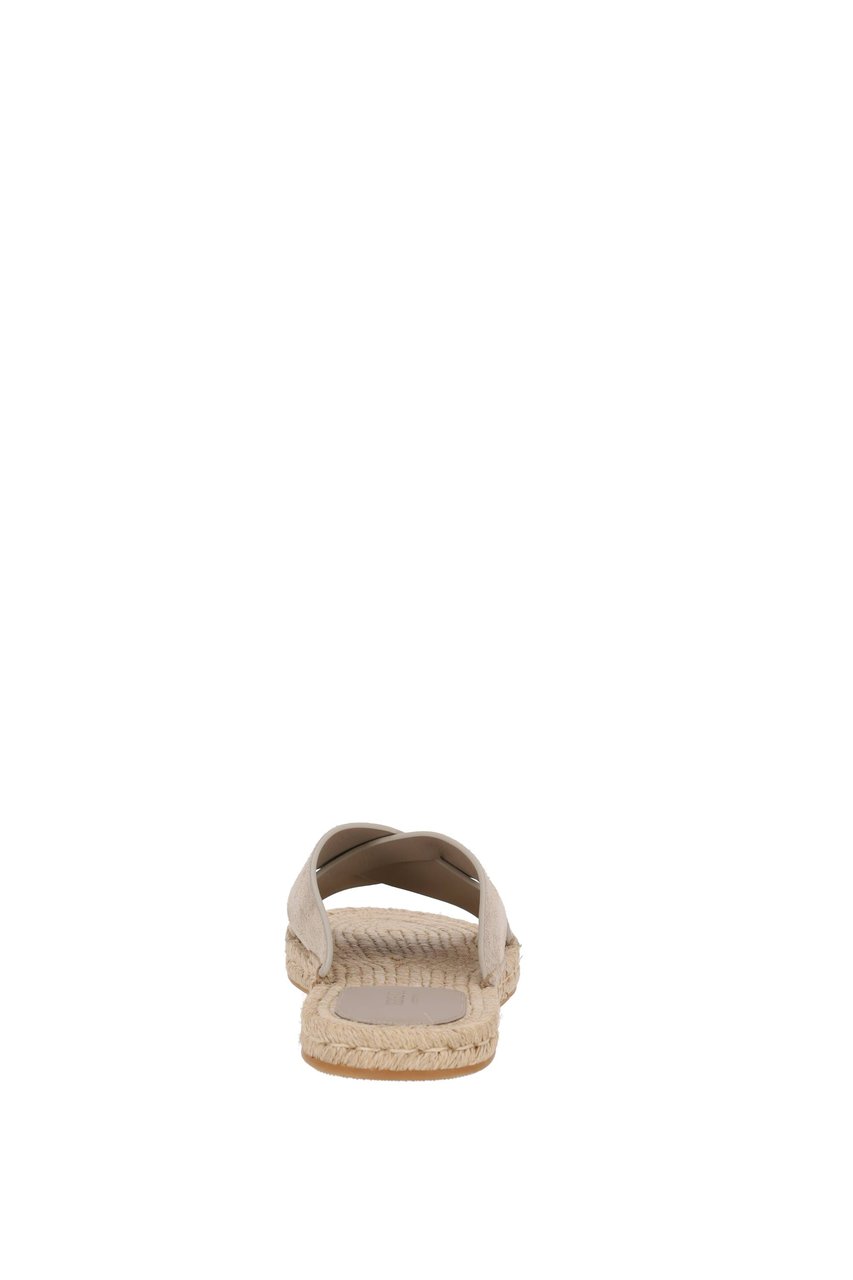 Zegna Suede Leather Smart Casual Sandals Neutraal
