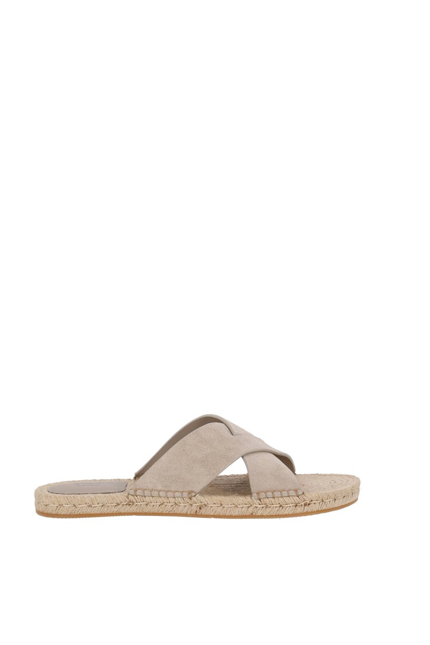 Zegna Suede Leather Smart Casual Sandals Neutraal