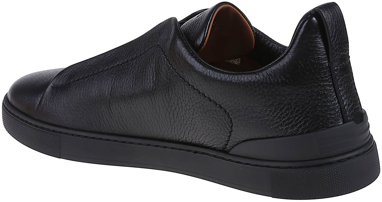 Zegna Triple Stitch Low Top Sneakers Black Zwart