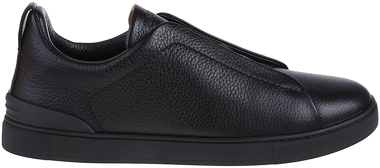 Zegna Triple Stitch Low Top Sneakers Black Zwart