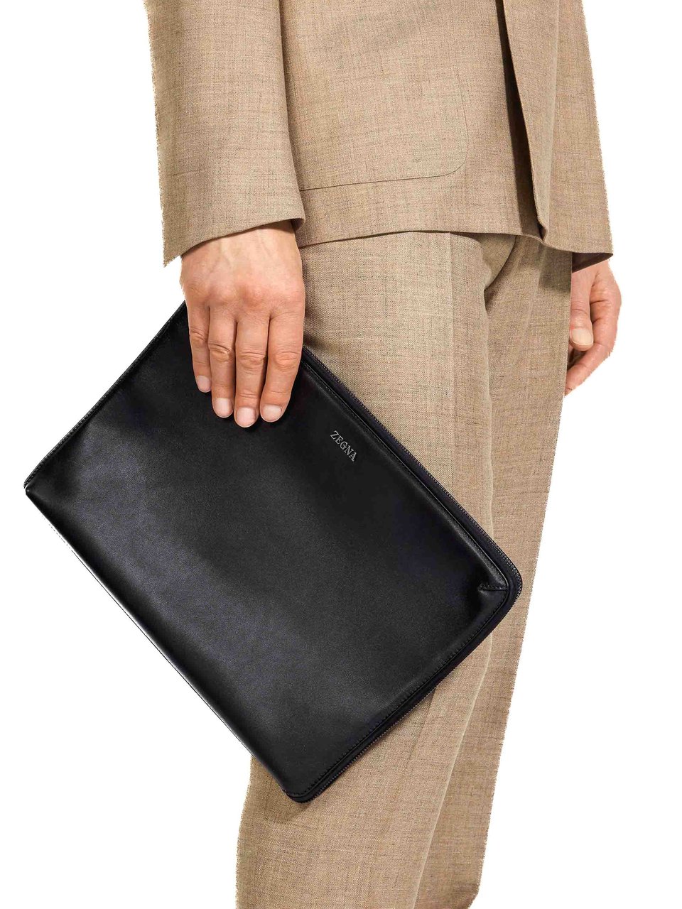 Zegna Leather Document Holder Zwart