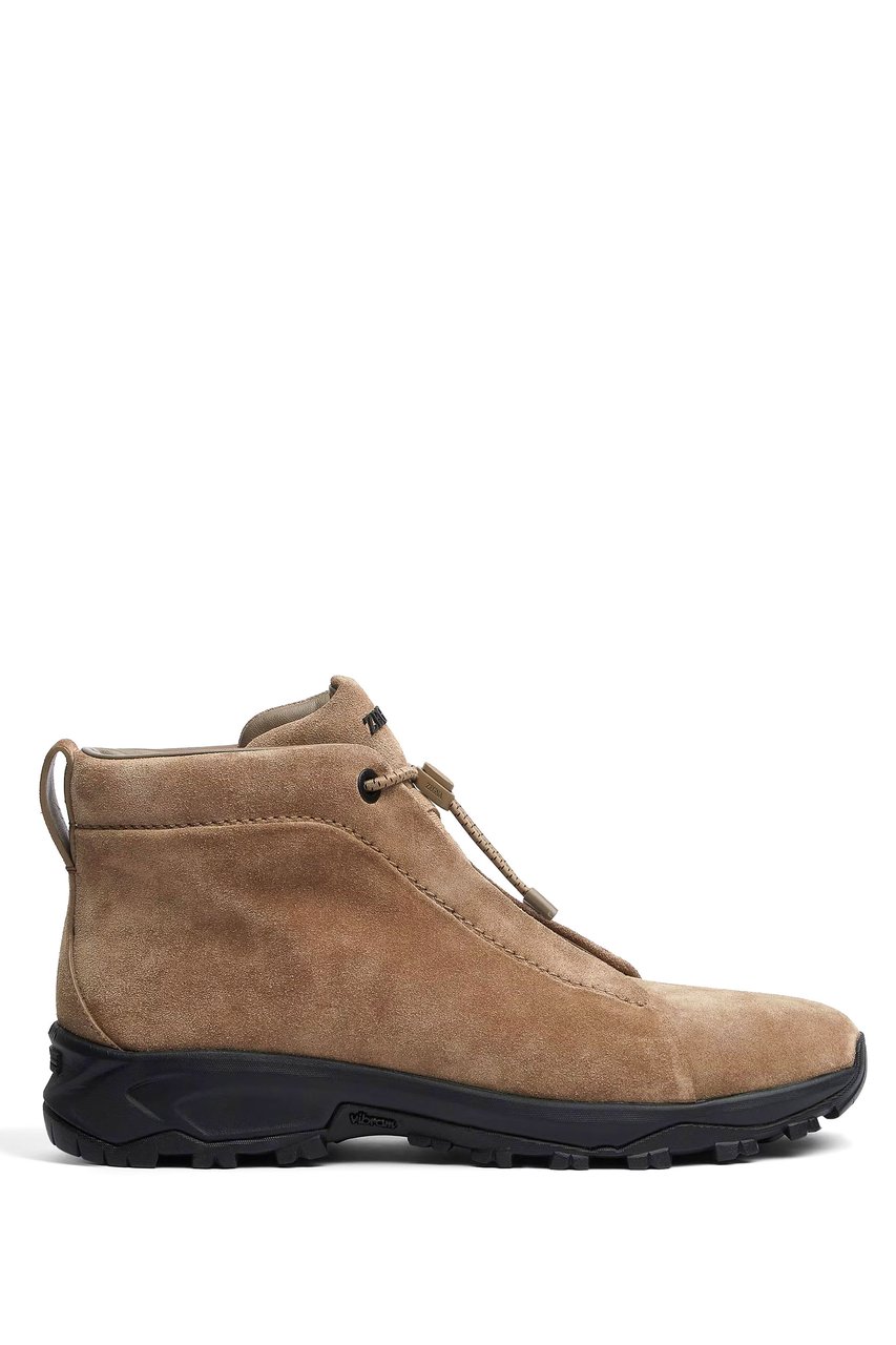 Zegna Vetta Triple Stitch High-Top Suede Sneakers Bruin