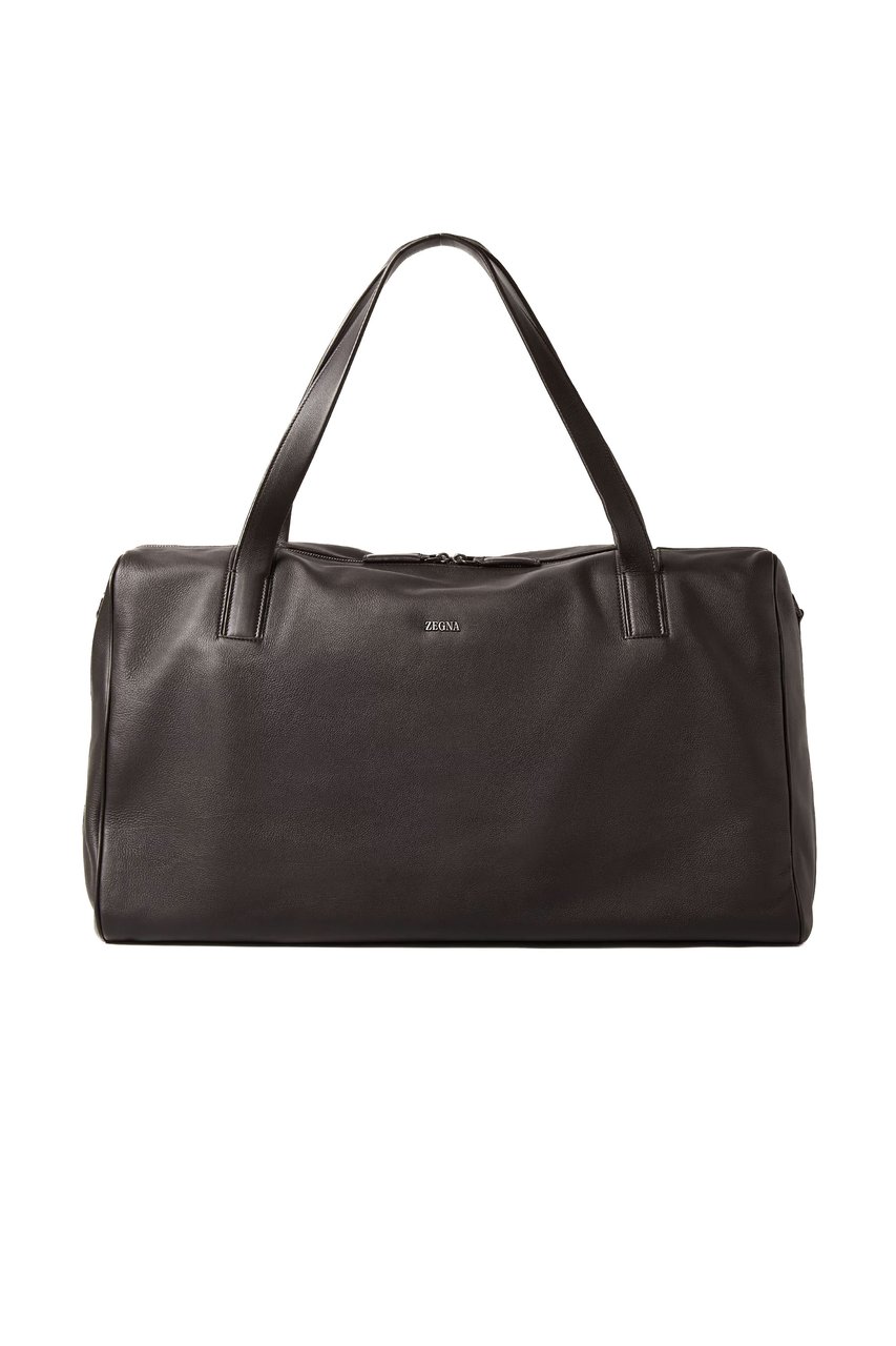 Zegna Second Skin Leather Holdall Bag Zwart