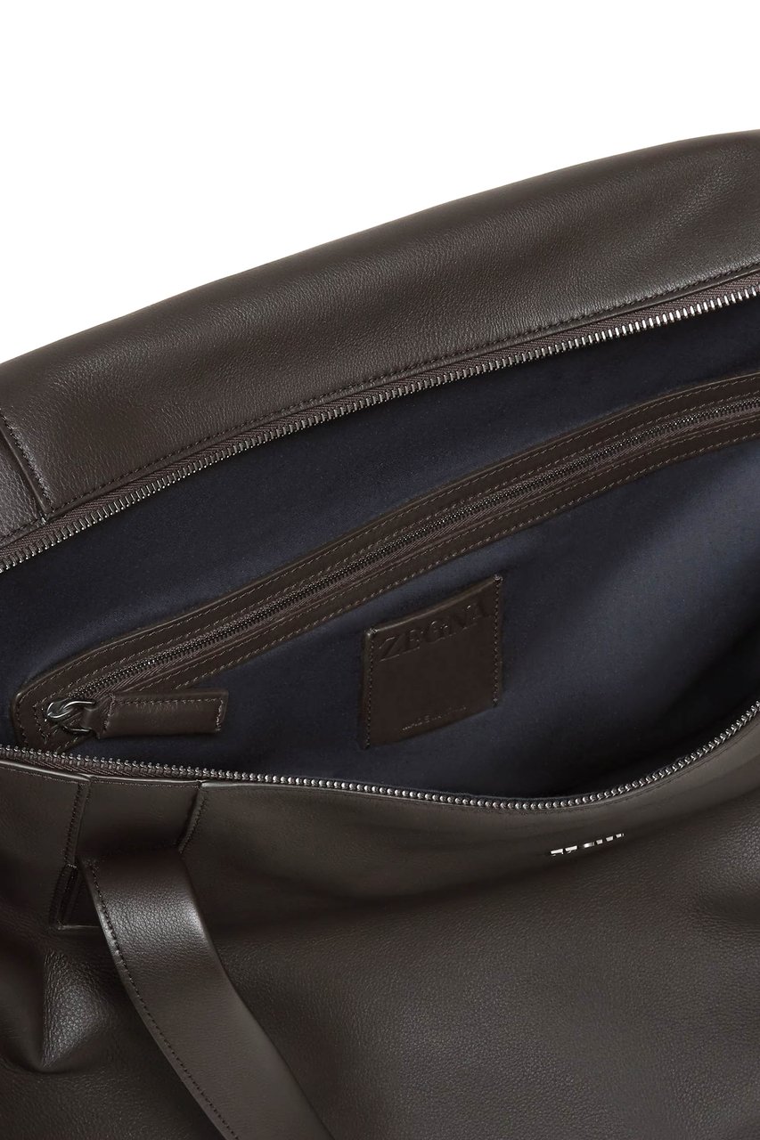 Zegna Second Skin Leather Holdall Bag Zwart