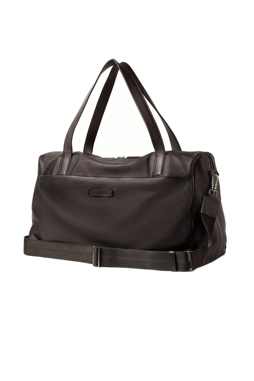 Zegna Second Skin Leather Holdall Bag Zwart