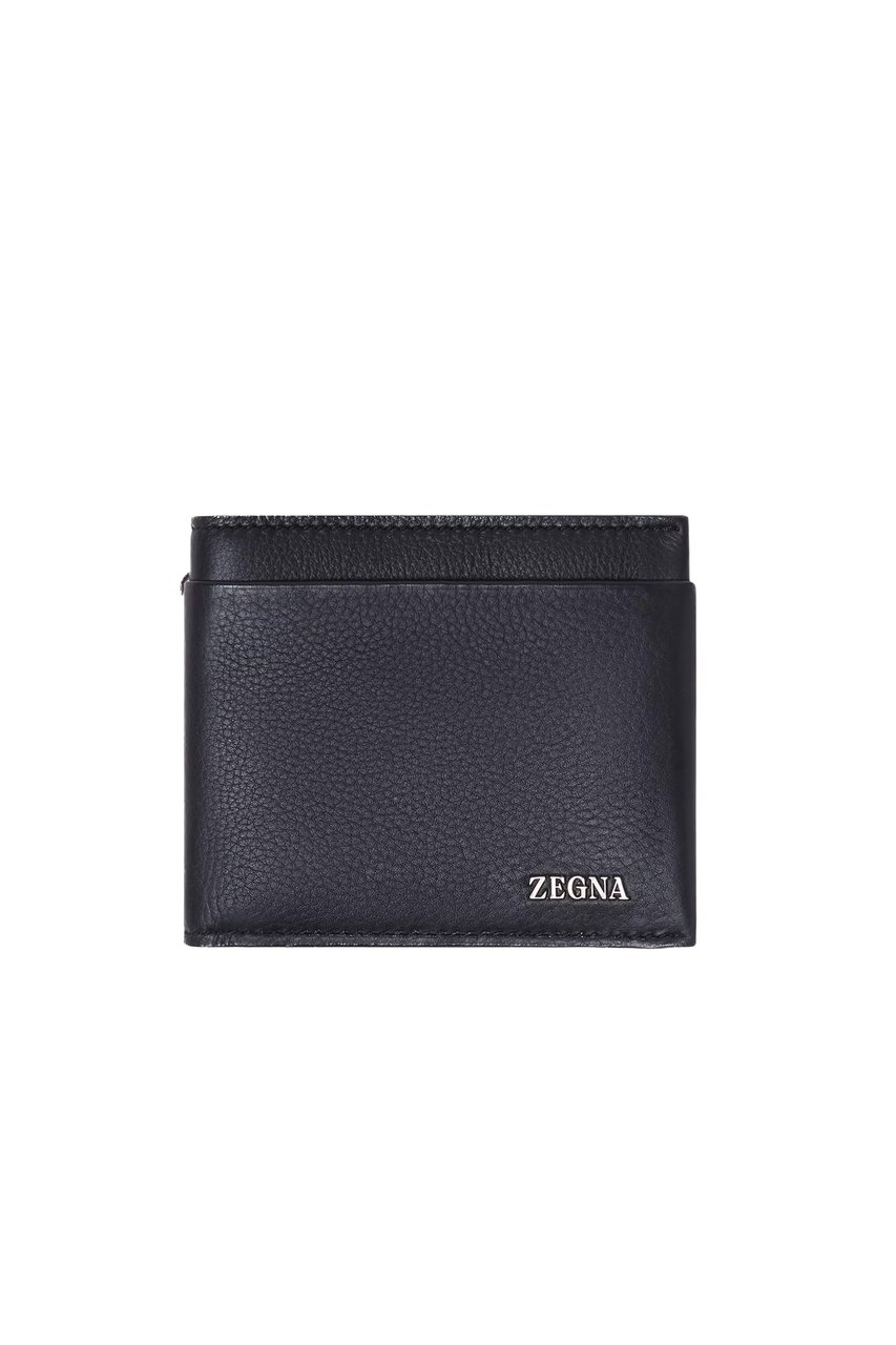 Zegna Second Skin Dark Brown Leather Wallet Grijs