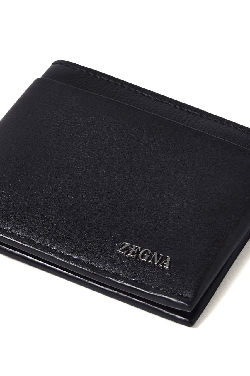 Zegna Second Skin Dark Brown Leather Wallet Grijs