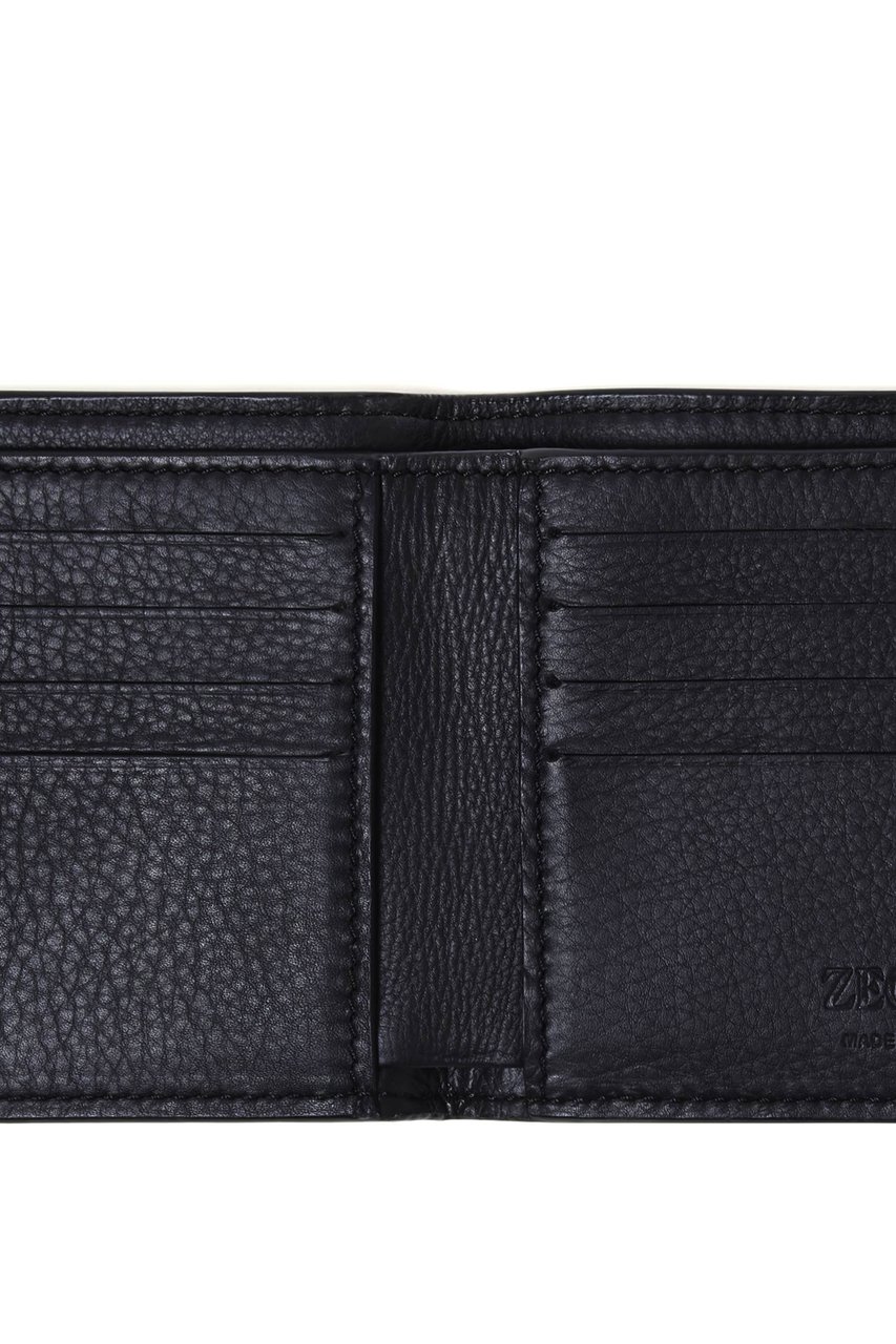 Zegna Second Skin Dark Brown Leather Wallet Grijs