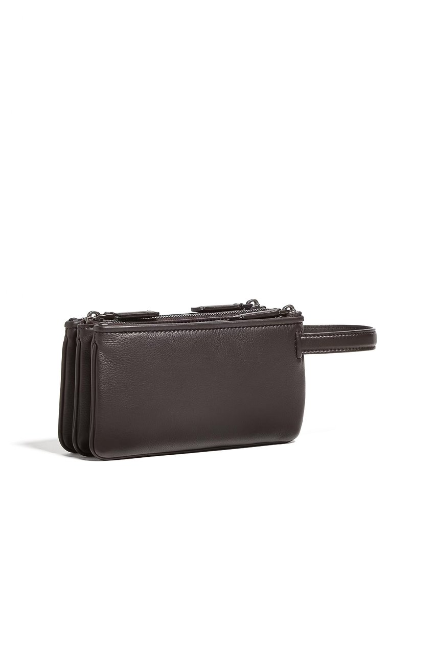 Zegna Second Skin Leather Pouch Grijs