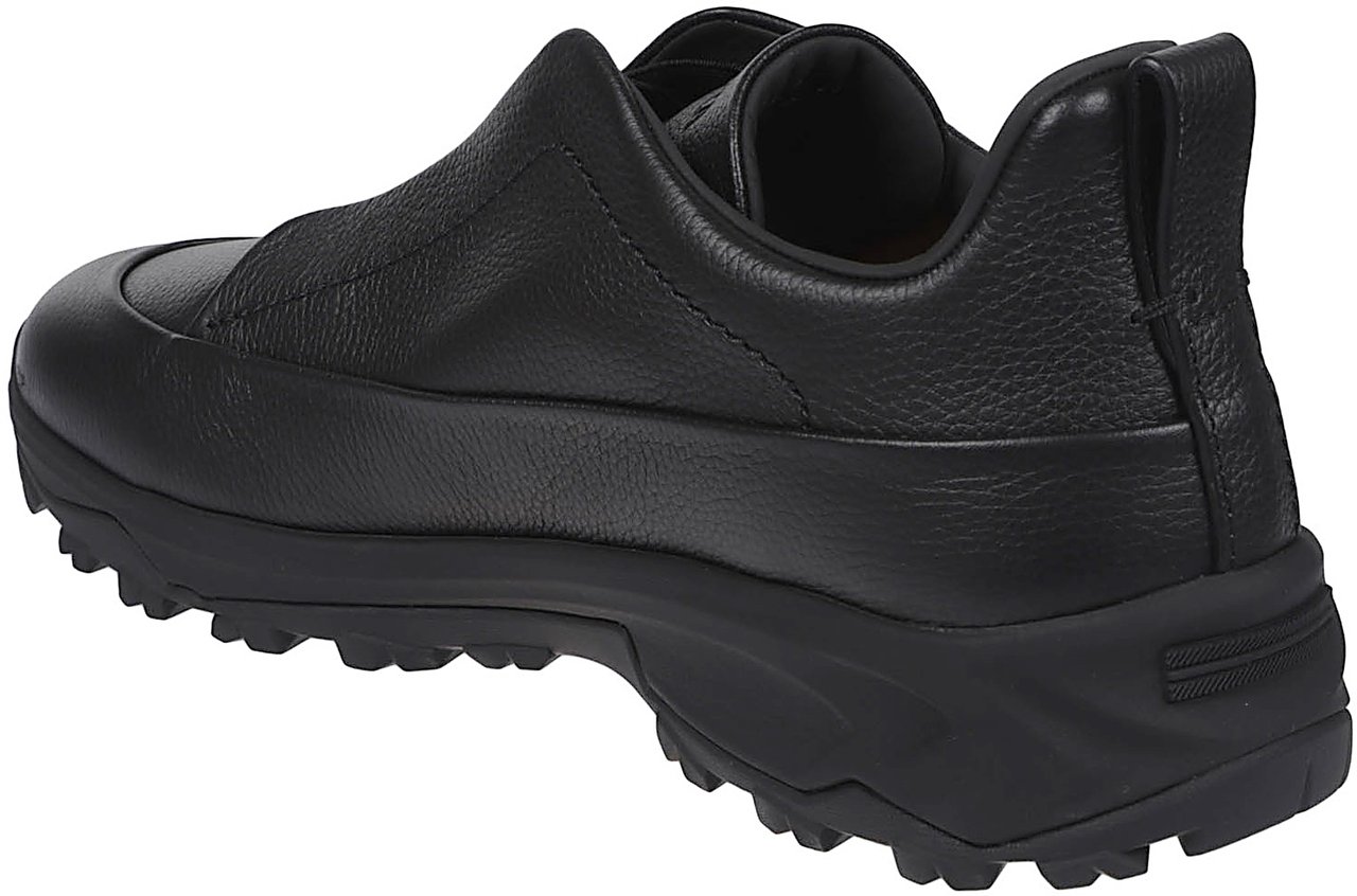 Zegna Triple Stitch Monte Low Top Sneakers Black Zwart