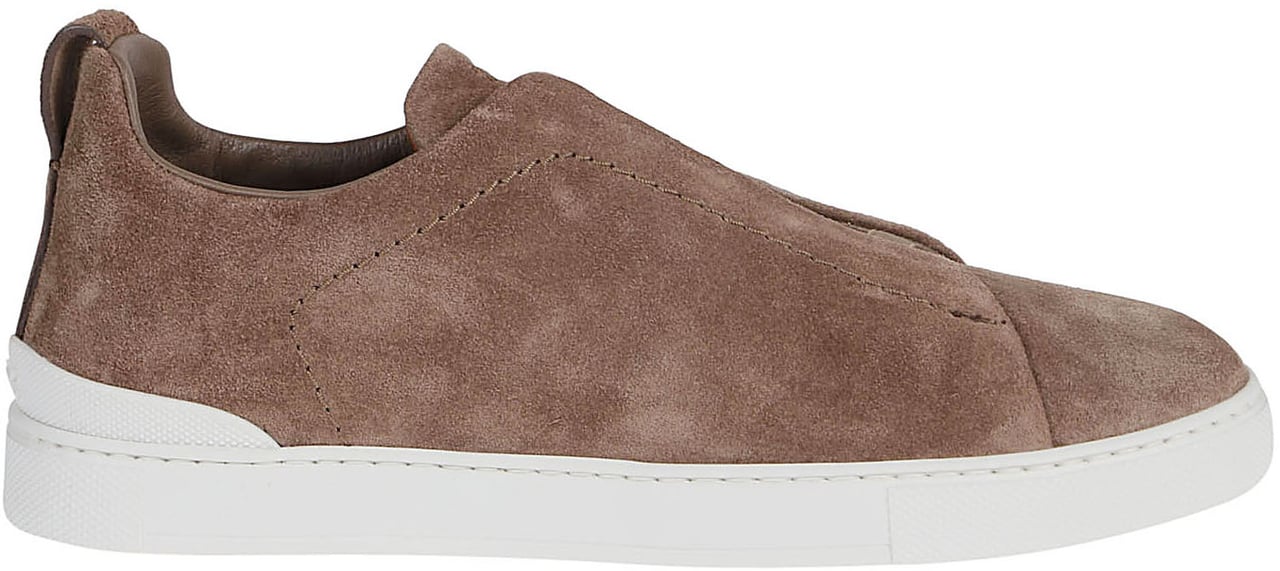 Zegna Triple Stitch Low Top Sneakers Brown Bruin