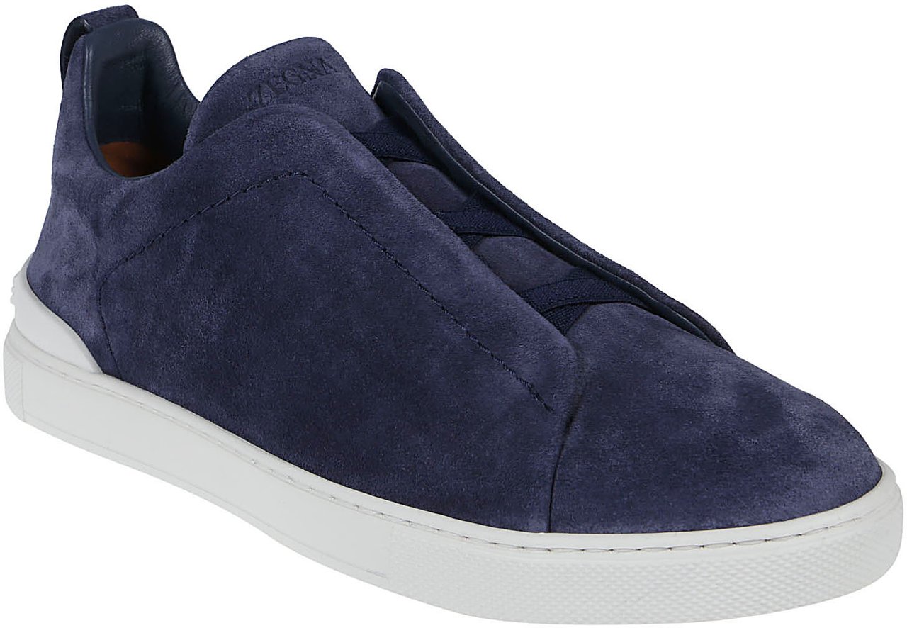 Zegna Triple Stitch Low Top Sneakers Blue Blauw