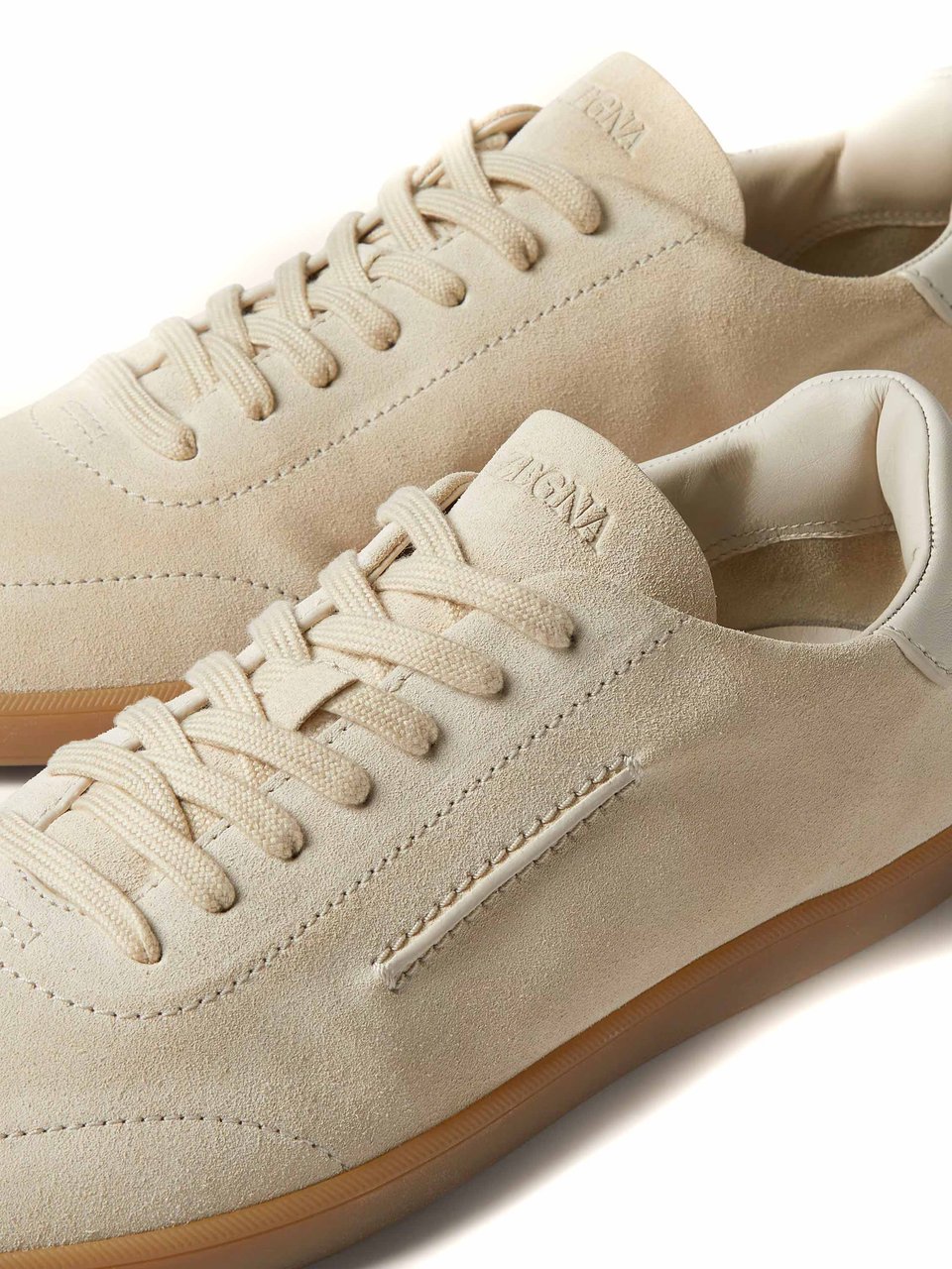 Zegna 232 Deconstructed Premium Suede Sneakers Neutraal